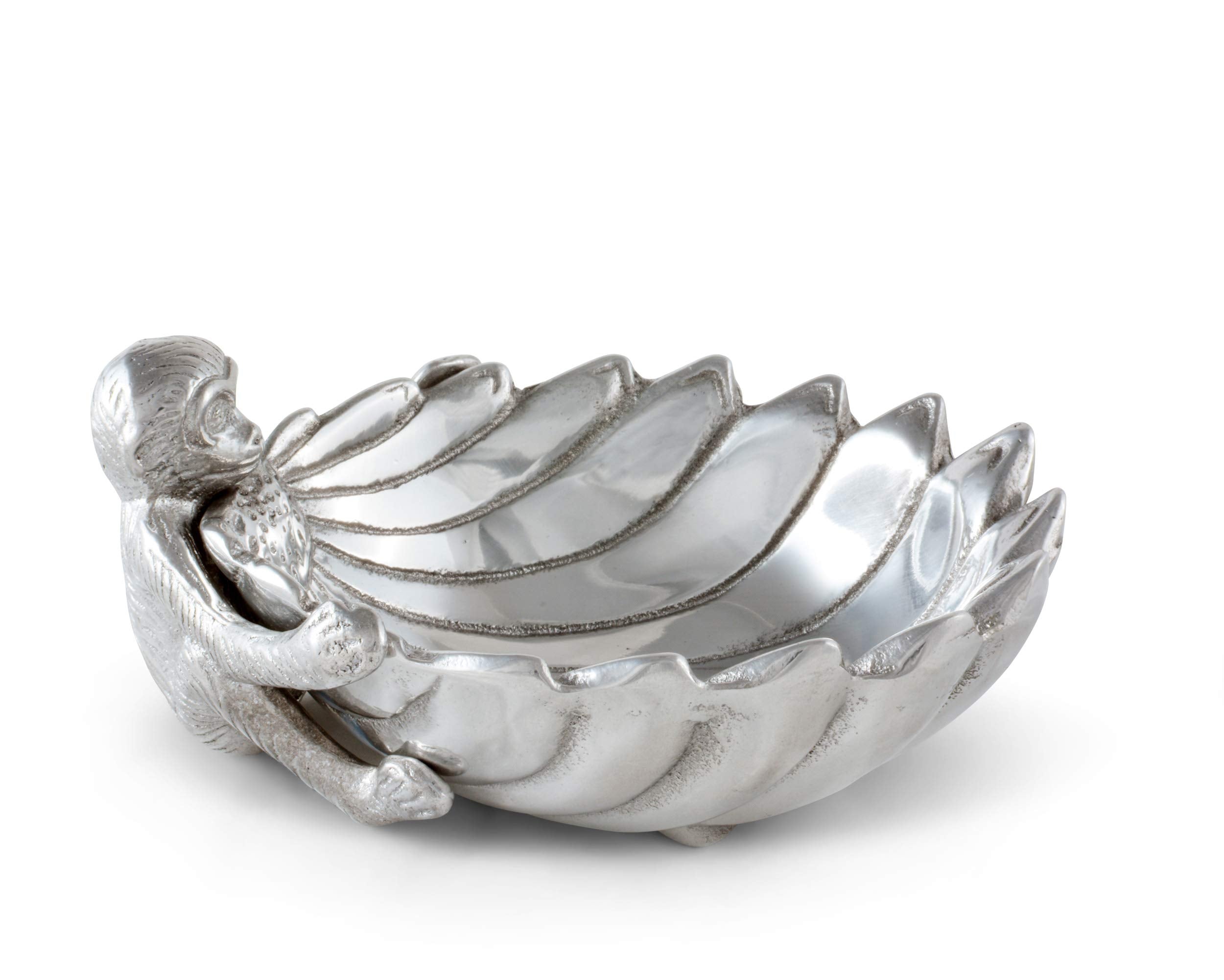 Arthur Court Designs Aluminum Metal Monkey Nut/Candy/Snack Bowl Dish 6.5 Inch Diameter