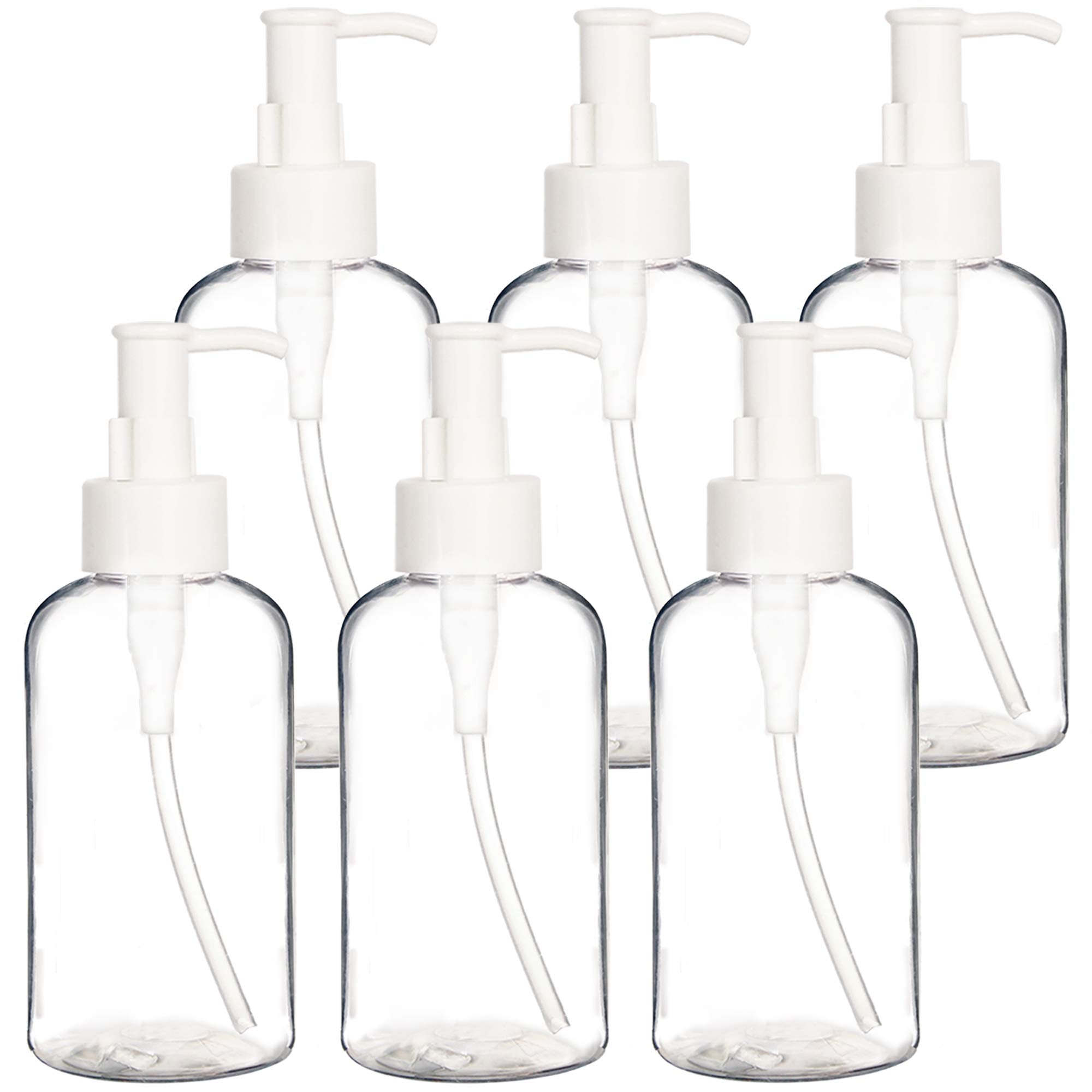 Youngever 6 Pack Plastic Pump Bottles 8 Ounce, Refillable Plastic Pump Bottles With Travel Lock (Clear)