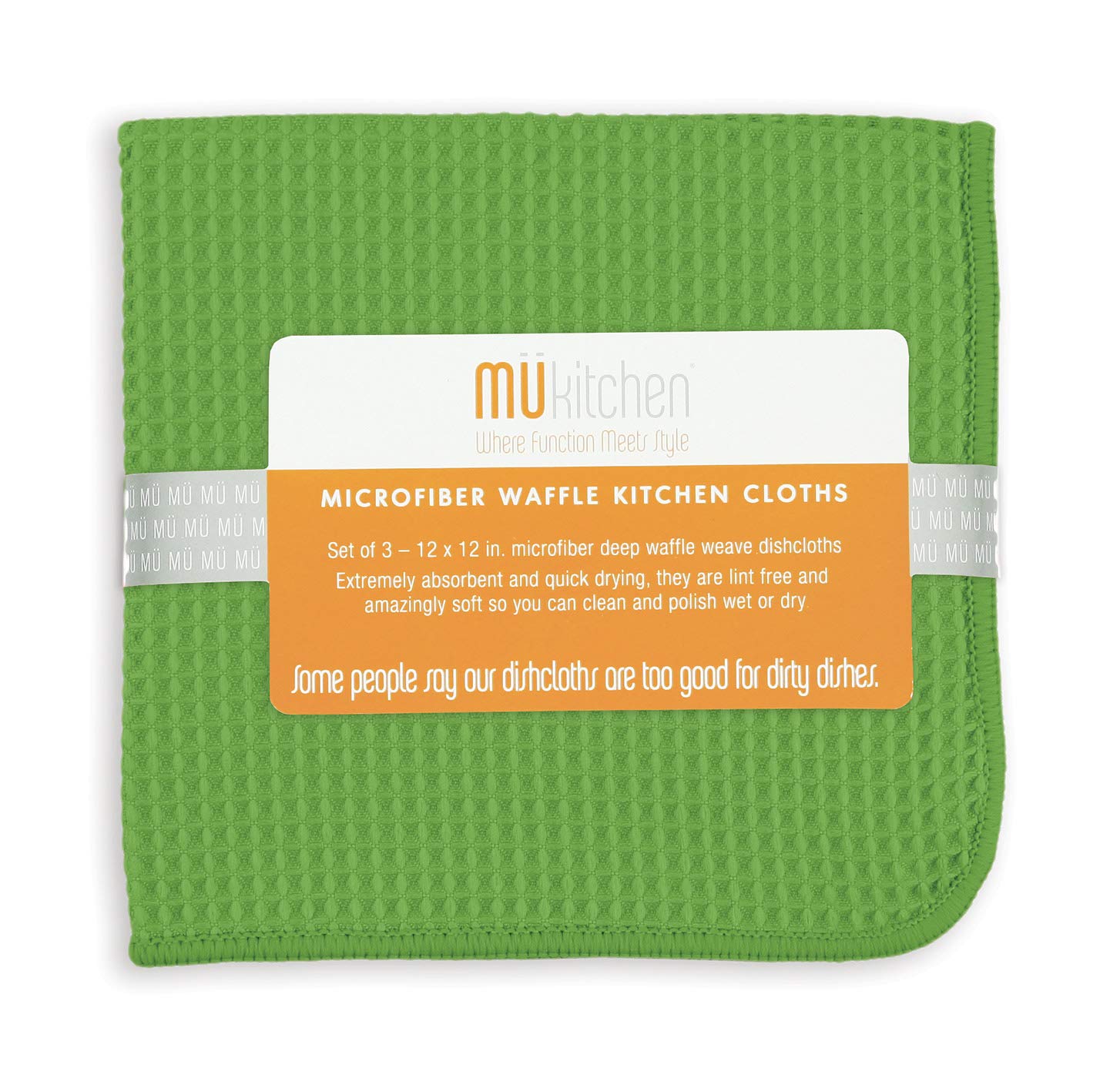 Mu Kitchen 12'' X 12'' Waffle Microfiber Dish Cloth Set Of 3, Cactus