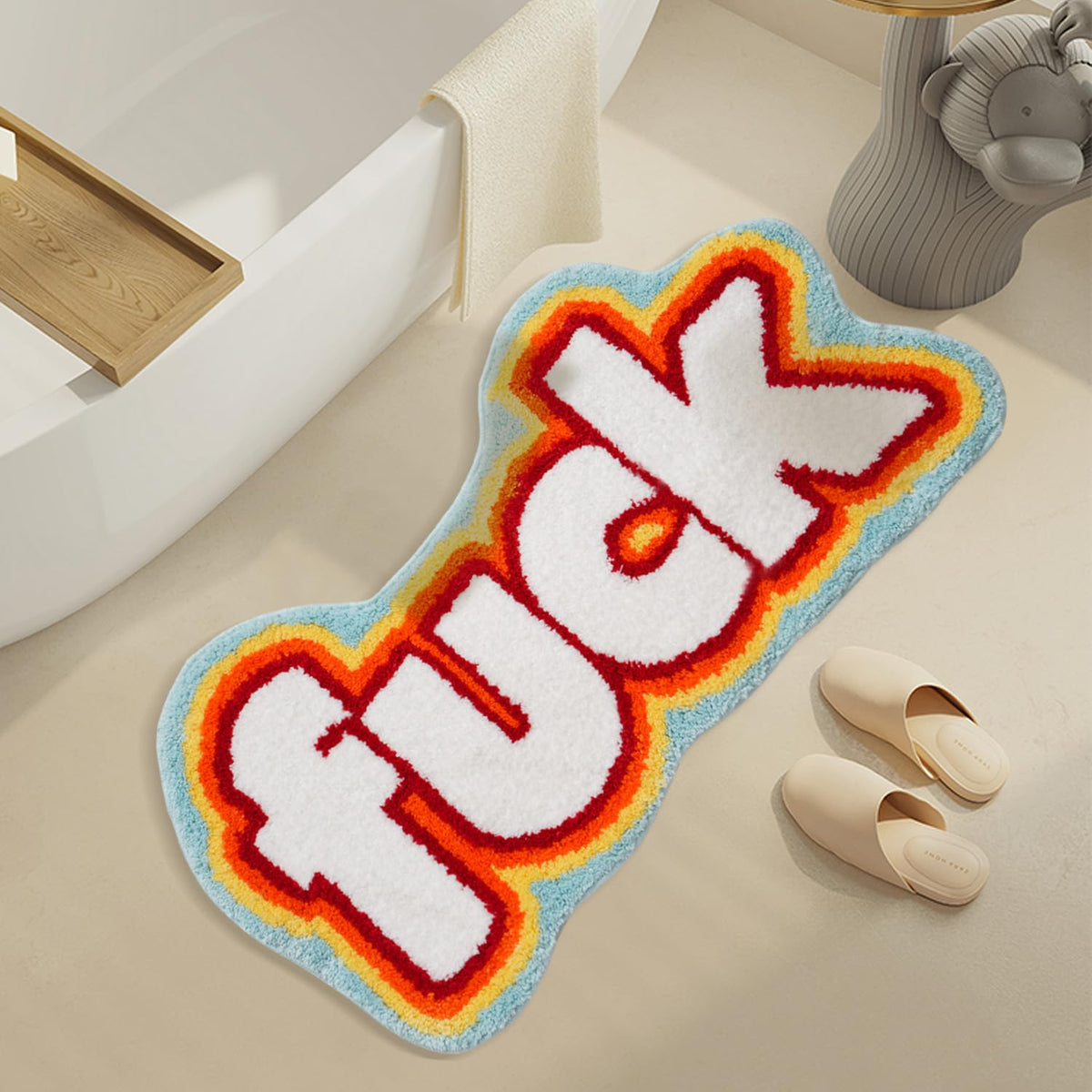 Comblue Red Cute Bath Rugs Non Slip, Extra Soft Funky Funny Bath Mat For Bathroom Floor Decor, Luxury Microfiber Absorbent Cool