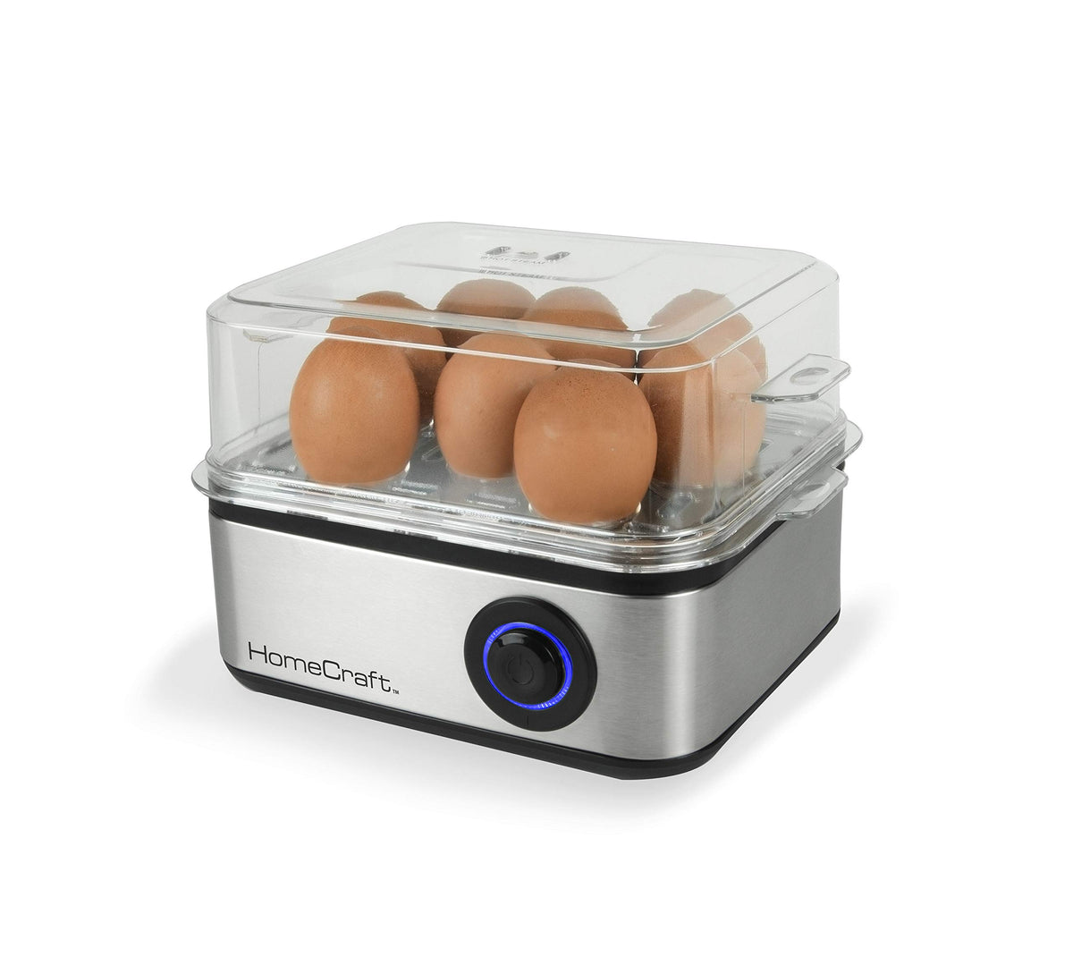 Nostalgia Homecraft Premium Stainless Steel 8 Capacity Electric Large Hard-Boiled Egg Cooker Poached, Scrambled, Omelets, Whites