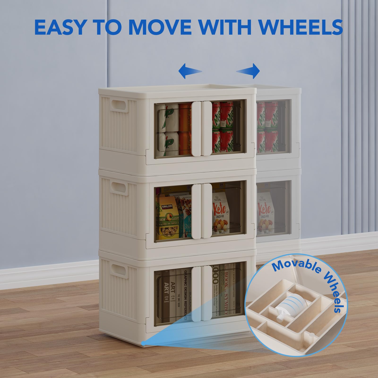 Fleximounts Stackable Storage Bins With Lids, Collapsible Plastic Storage Bins, 150 Qt-4 Pack Closet Organizers And Storage Cont