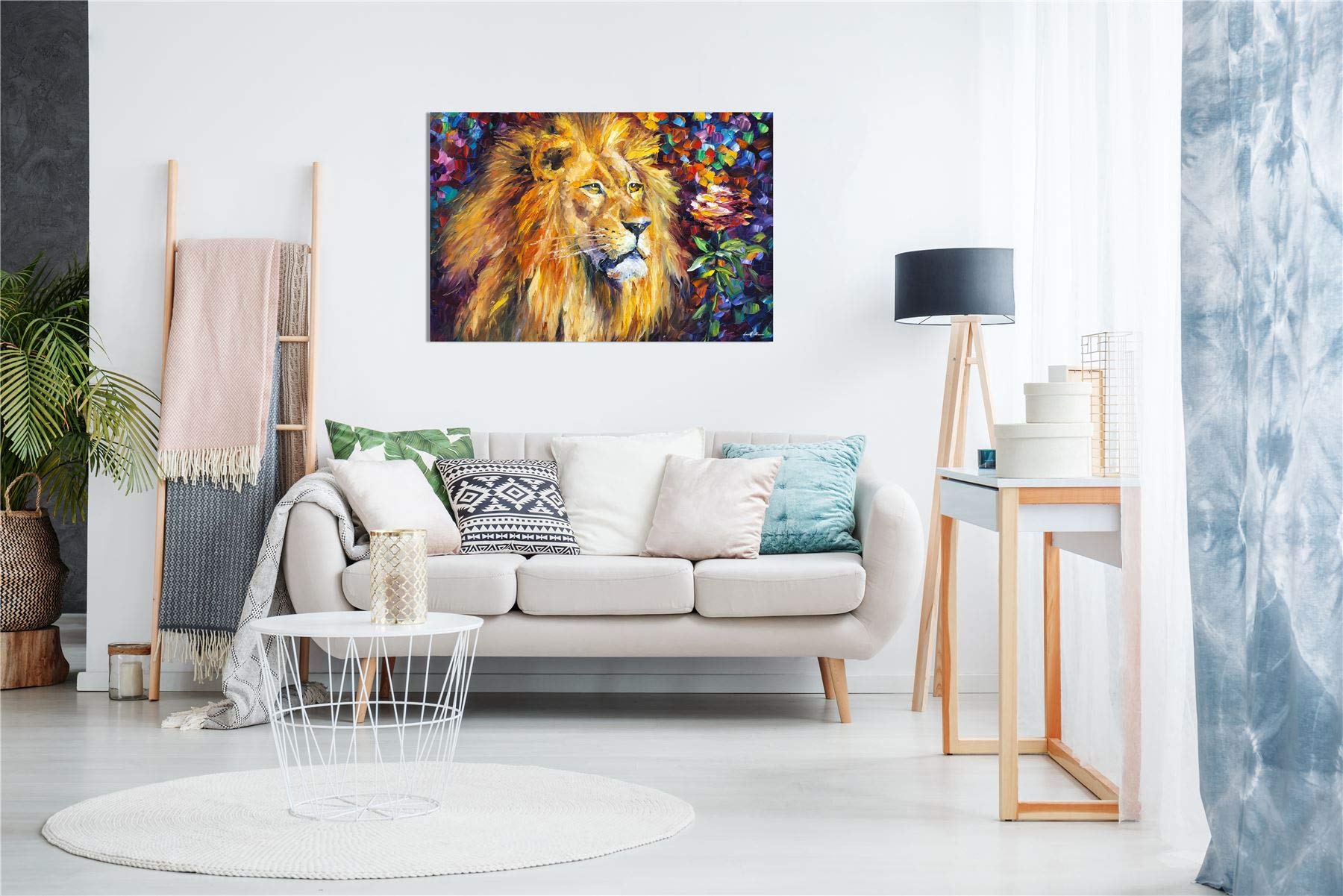 Lion By Leonid Afremov Canvas Wall Art Picture Print For Home Decor (30X20)