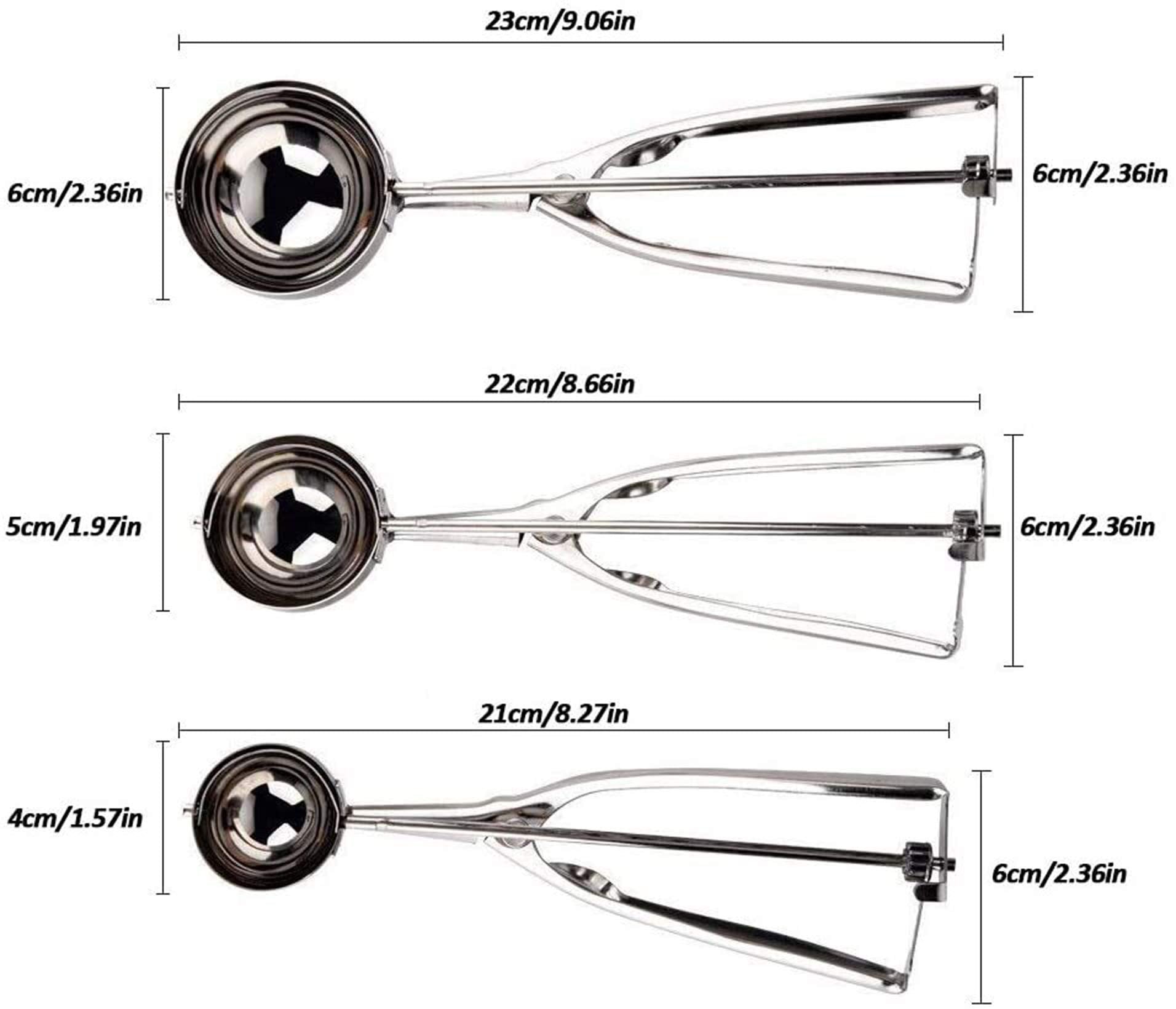 Cookie Scoop Set 3 Pcs, With Trigger Large-Medium-Small Size For Kitchen Family Ice Cream Cookie Cupcake Muffin Meatbal Multipur