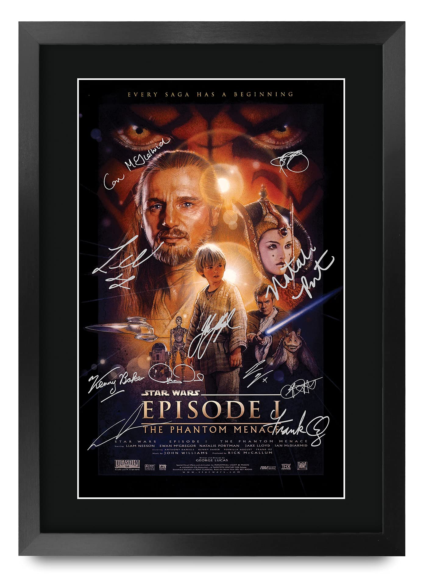 Hwc Trading Star Wars Episode I The Phantom Menace The Cast Liam Neeson Ewan Mcgregor 16 X 12 Inch Framed Gifts Printed Poster S