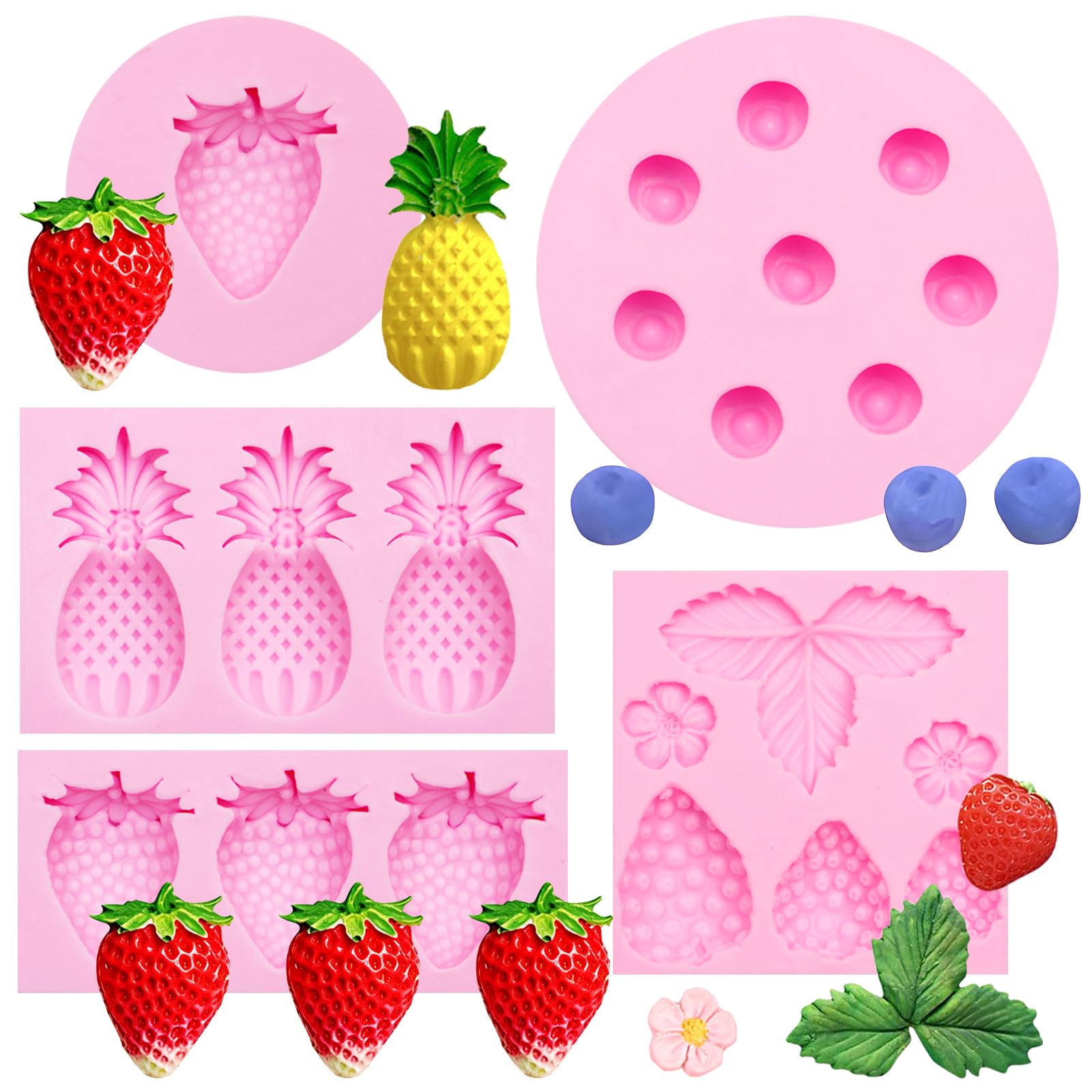 Fruit Silicone Fondant Molds Set for Cake Decorating, 5 Piece