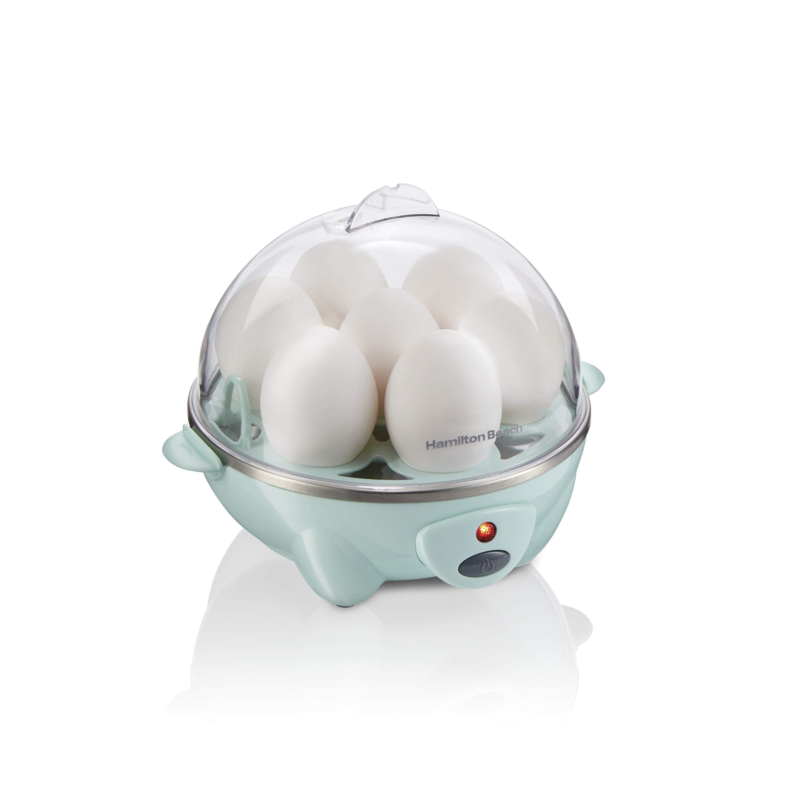 Hamilton Beach 3-In-1 Electric Egg Cooker For Hard Boiled Eggs, Poacher, Omelet Maker & Vegetable Steamer, Holds 7, Mint (25504)