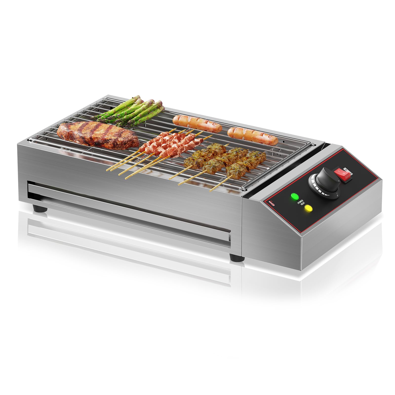 GarveeHome Electric Indoor Grill, 1800W Commercial Portable BBQ Grill Smokeless Countertop Grill with Removable Griddle, Stainle