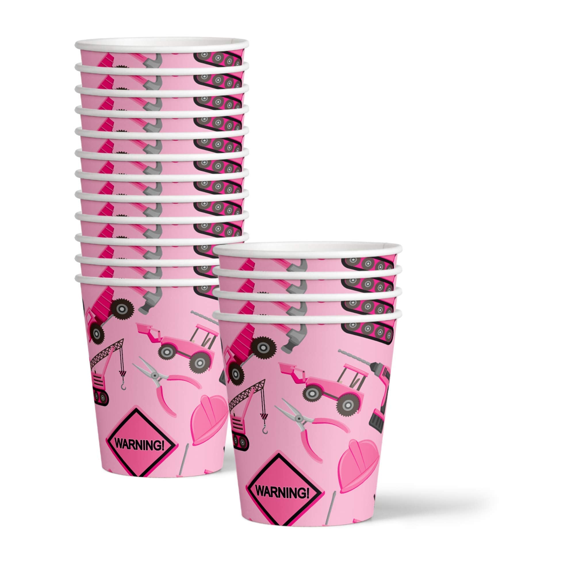 Girl Pink Construction Trucks Birthday Party Supplies Set Plates Napkins Cups Tableware Kit For 16
