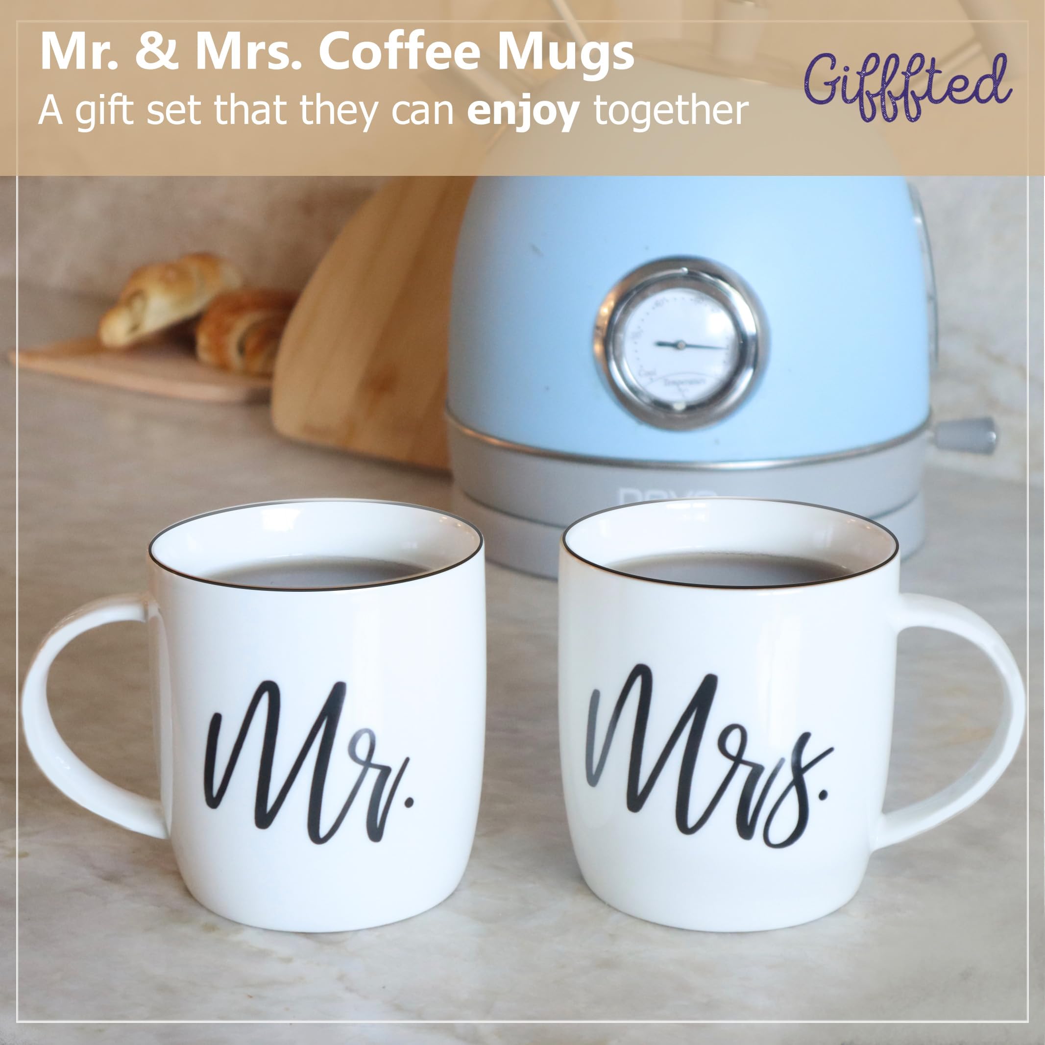 Triple Gifffted Mr And Mrs Coffee Mugs Couples Gifts Ideas For Christmas Wedding Anniversary Engagement Valentines,His Hers Pres