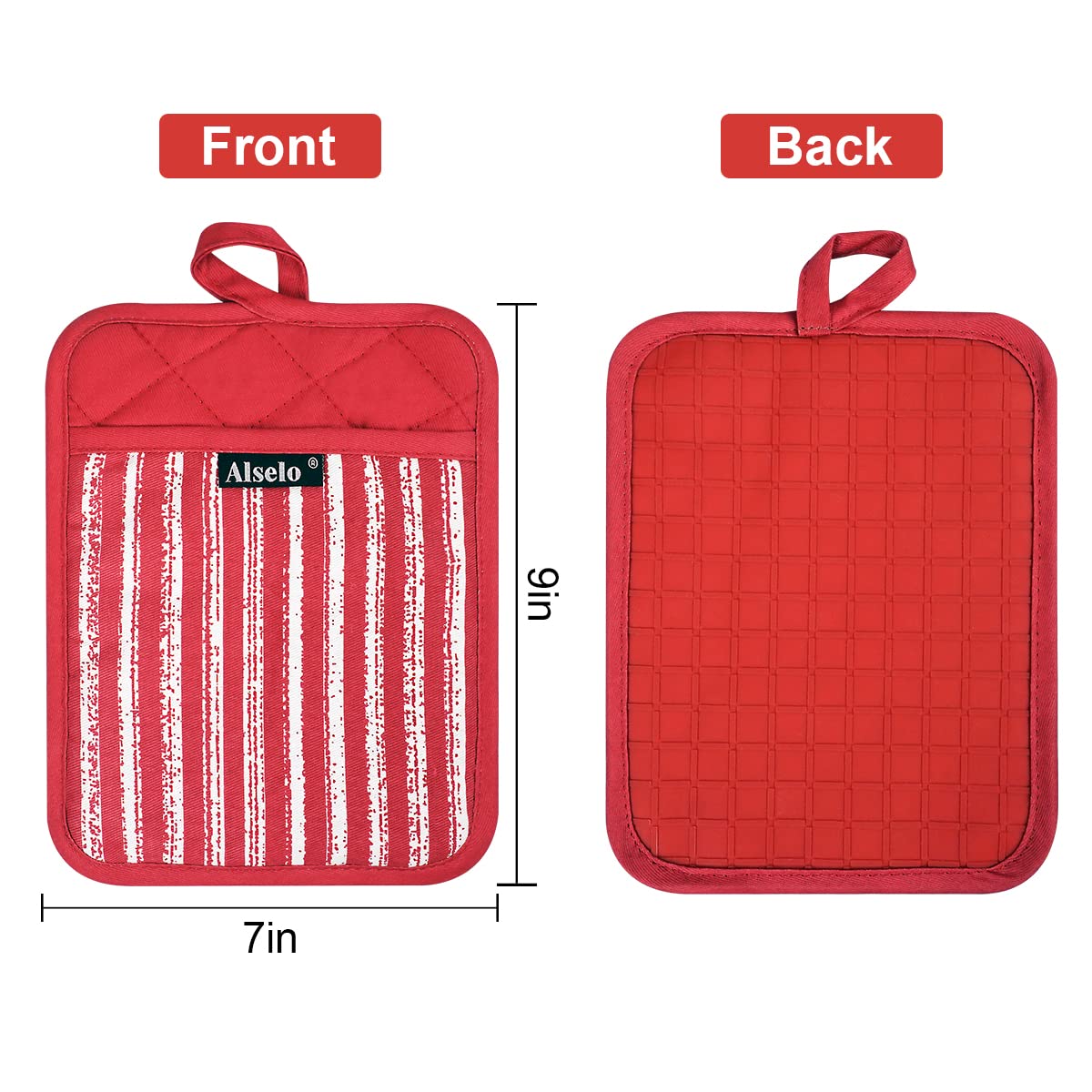 Alselo Silicone Pot Holders Set Of 3 Heat Resistant & Non Slip Potholders, Professional Oven Hot Pads With Pockets Mitts For Kit