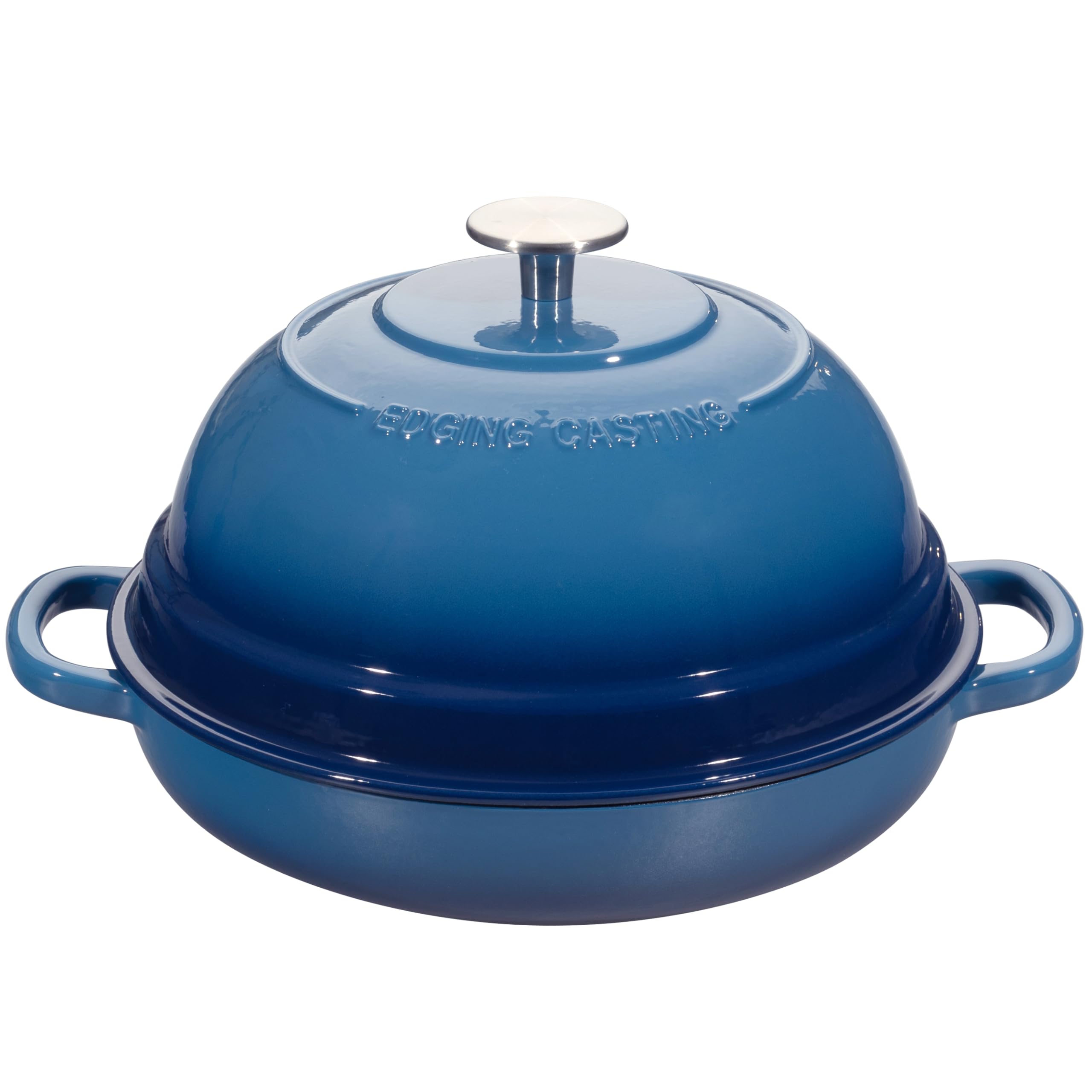 EDGING CASTING Enameled Cast Iron Dutch Oven Pot with Lid, Round Bread Oven for Homemade Sourdough Bread Baking, 6 Quart, Lake B