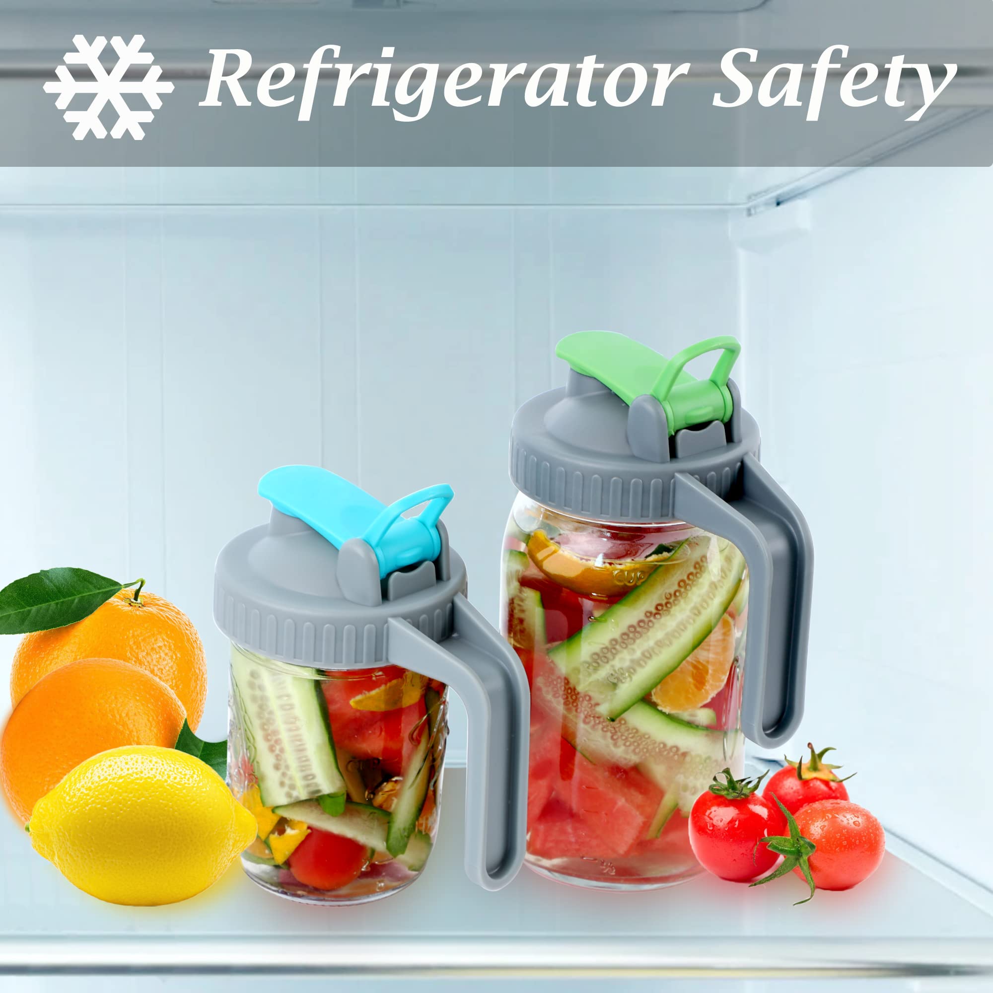 Wide Mouth Mason Jar Lids With Pour Spout Airtight Leak-Proof Flip Cap Lids With Handle Turns Your Mason Jar Into Pitcher (Jar N