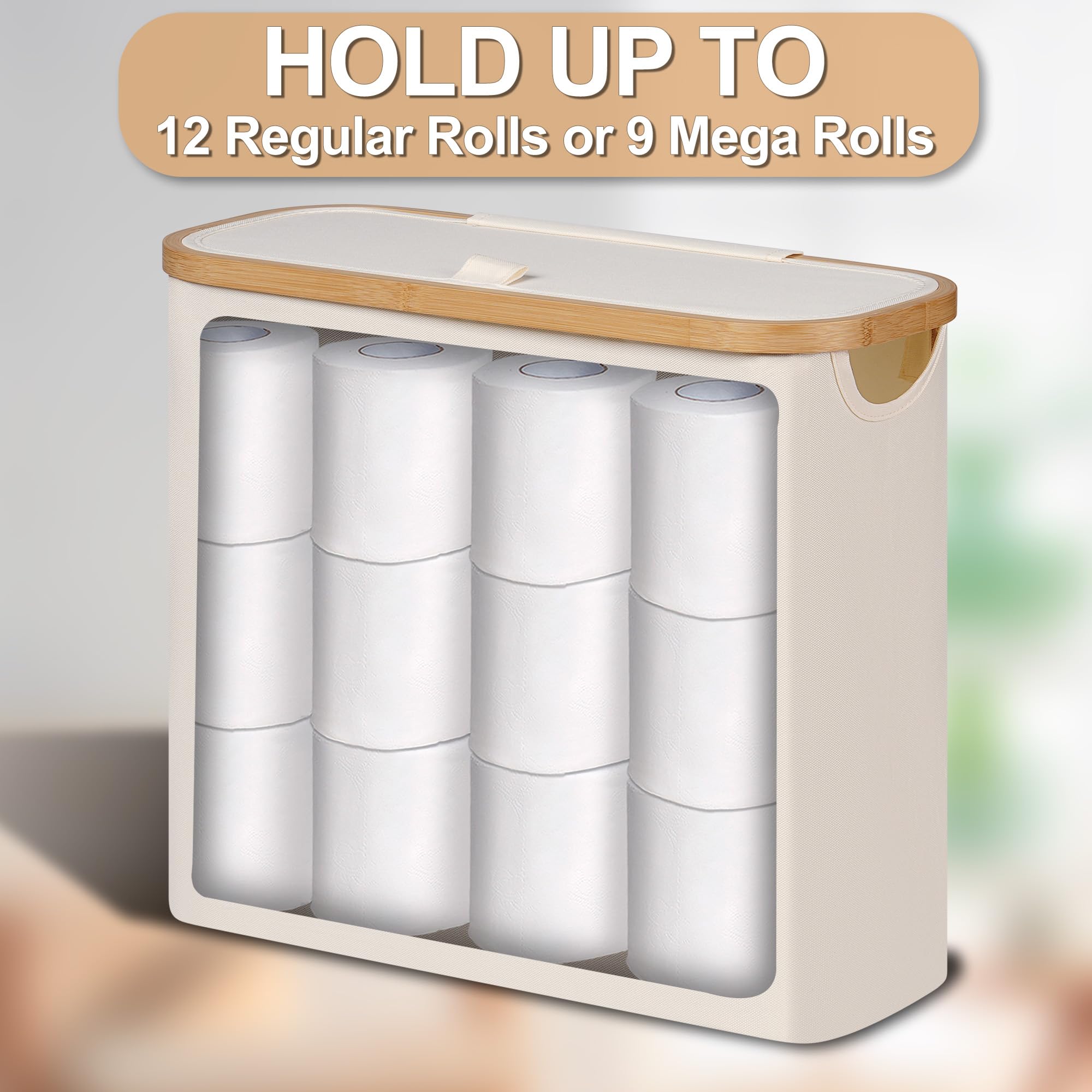 Efluky Toilet Paper Storage 28L, Toilet Paper Basket With Lid For Bathroom Storage, Toilet Paper Organizer, Free Standing Toilet