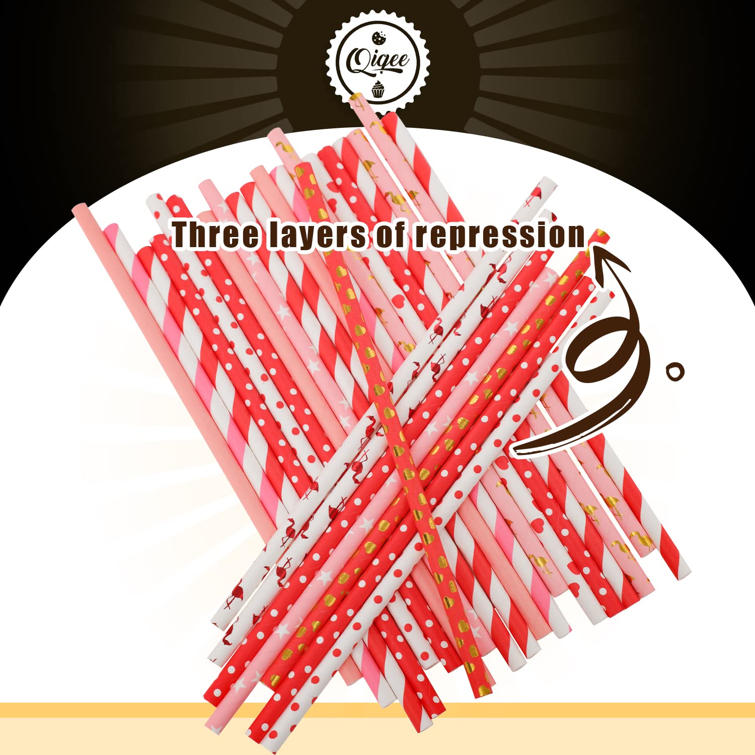 Valentine Paper Straws For Drinking Disposable Straws 150Pcs Disposable Straws Bulk?10 Pattern?Qiqee