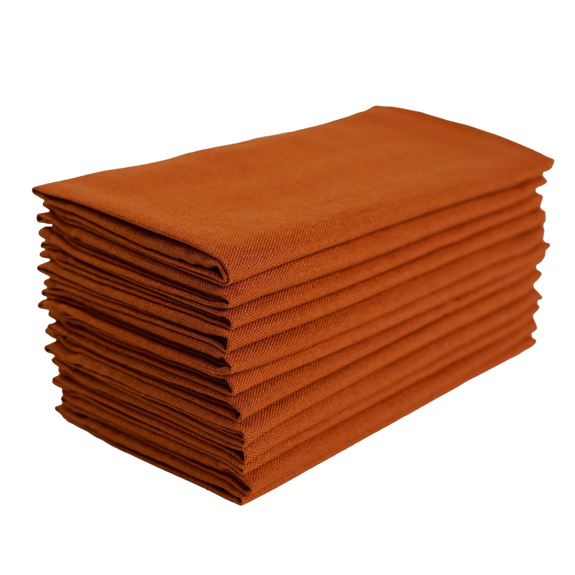 Infei Solid Color Linen Blended Thin Dinner Cloth Napkins - Set Of 12 (40 X 40 Cm) - For Events & Home Use (Terra Cotta)