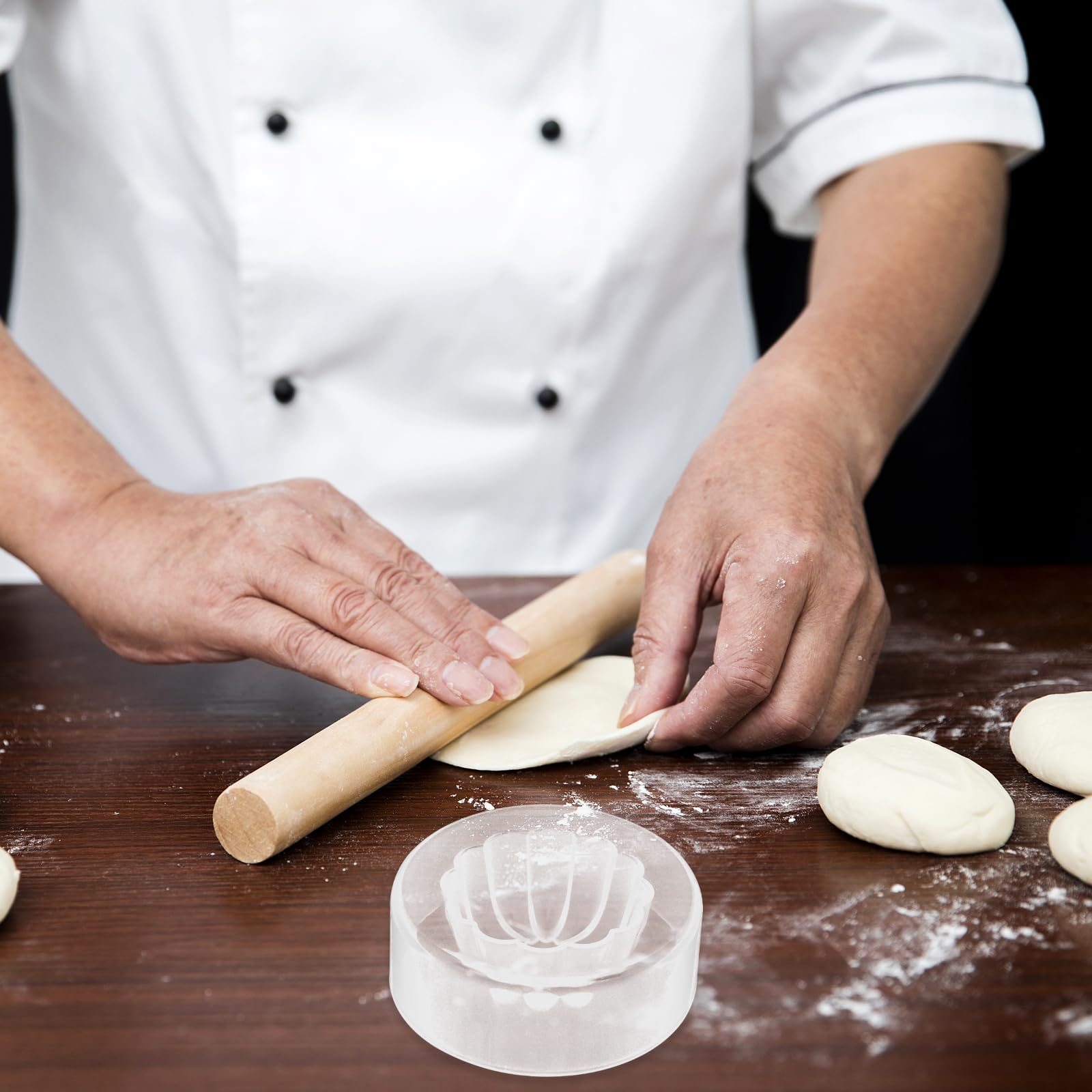 Tehaux 2Pcs Bun Maker, Steamed Stuffed Bun Making Mold Plastic Chinese Bao Bun Maker Pastry Pie Steam Bun Dumpling Maker Mould M