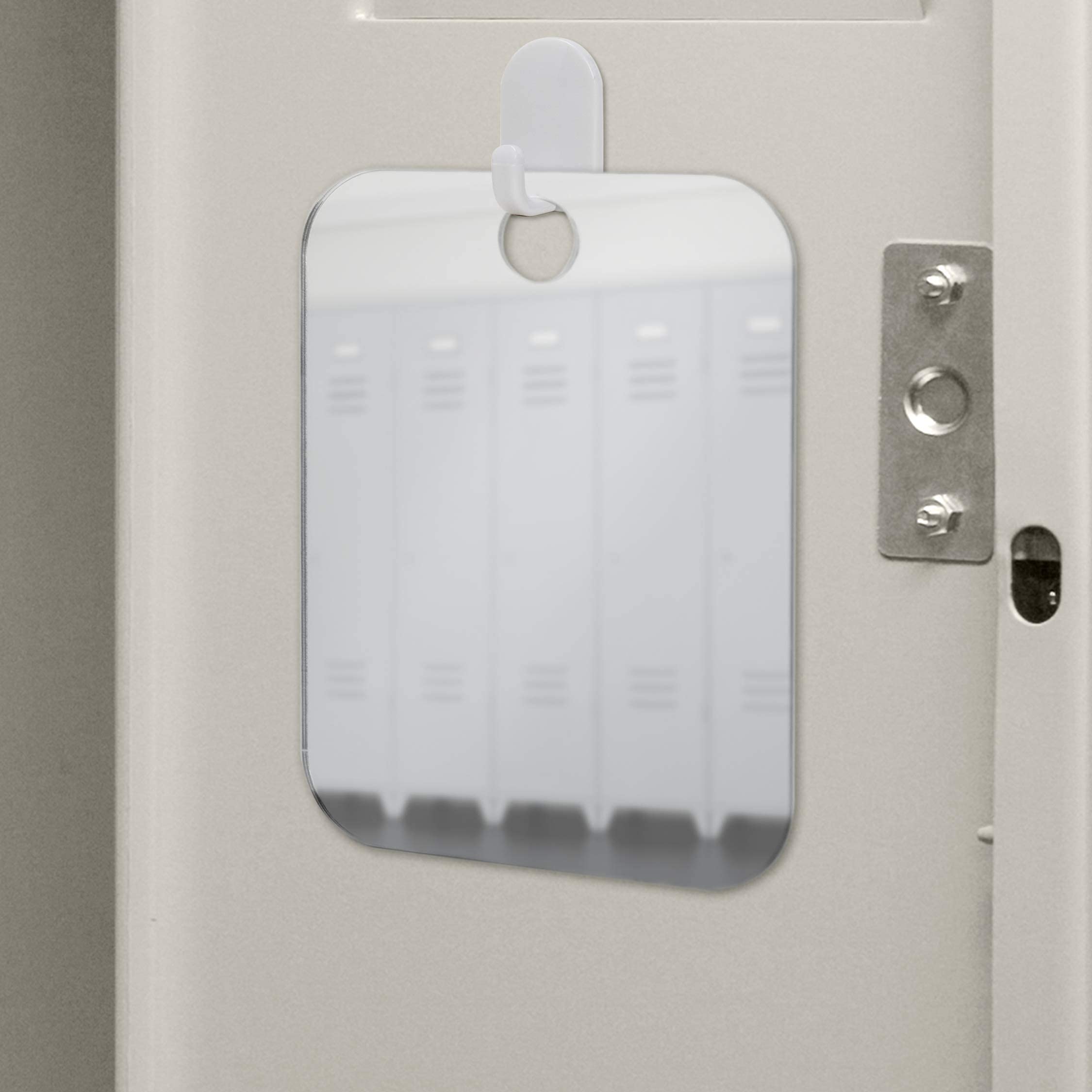 The Shave Well Company Locker Mirror for Office  Gym  or School  Full-Face Travel-Friendly Mirror with Convenient Handheld Option  Hanging Locker Mirror Includes Removable Adhesive Hook