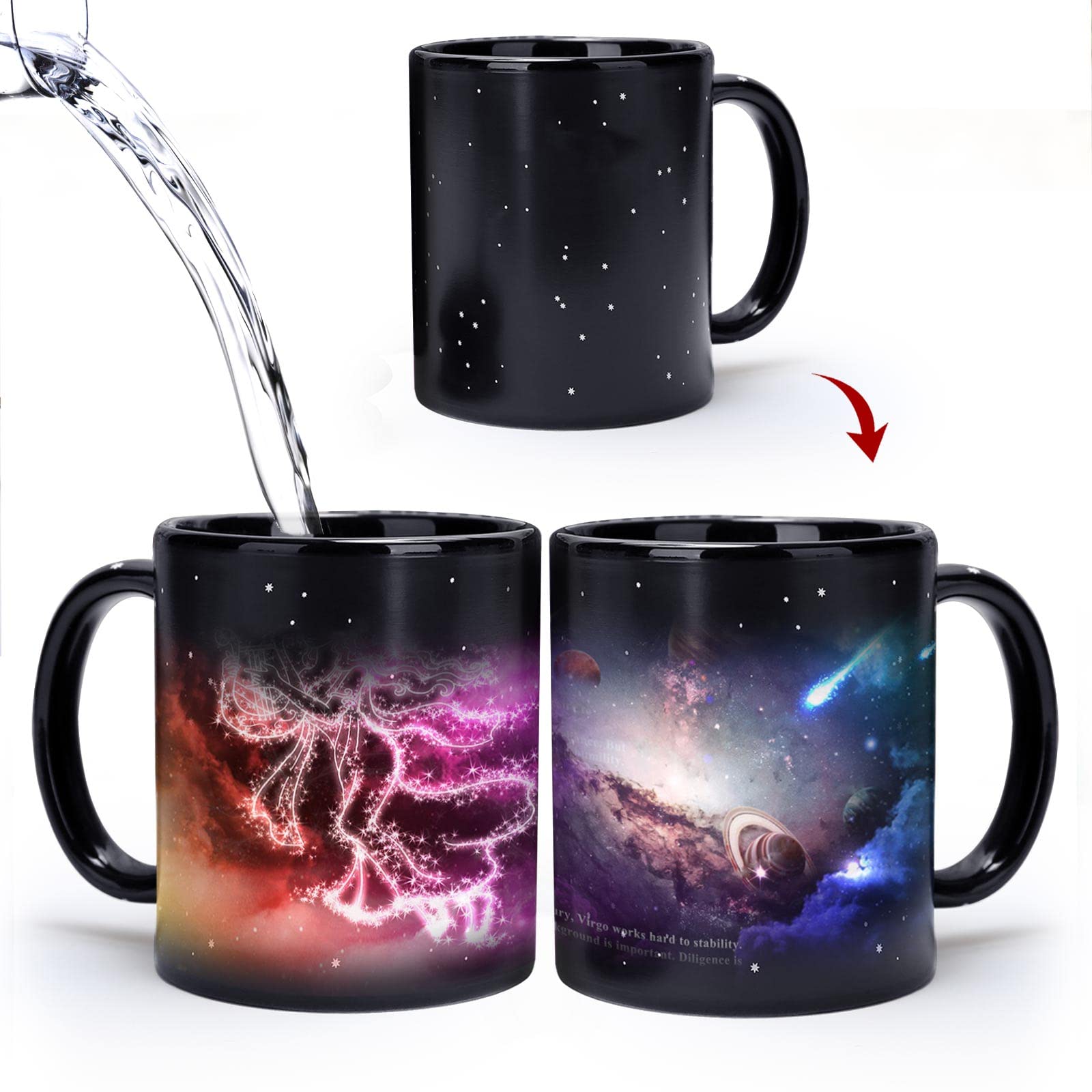 MUGKISS Virgo Heat Changing Constellation Mug 11oz, Horoscope Virgo Coffee Mug, Ceramic Color Changing Cup, Unique Holiday Birth