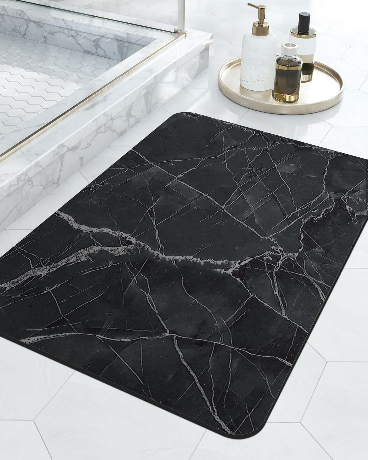 Dexi Bath Mat 16X24, Non Slip Quick Dry Rugs, Super Absorbent Ultra Thin Bathmat, Washable Rubber Mats For Shower Floor, In Fron