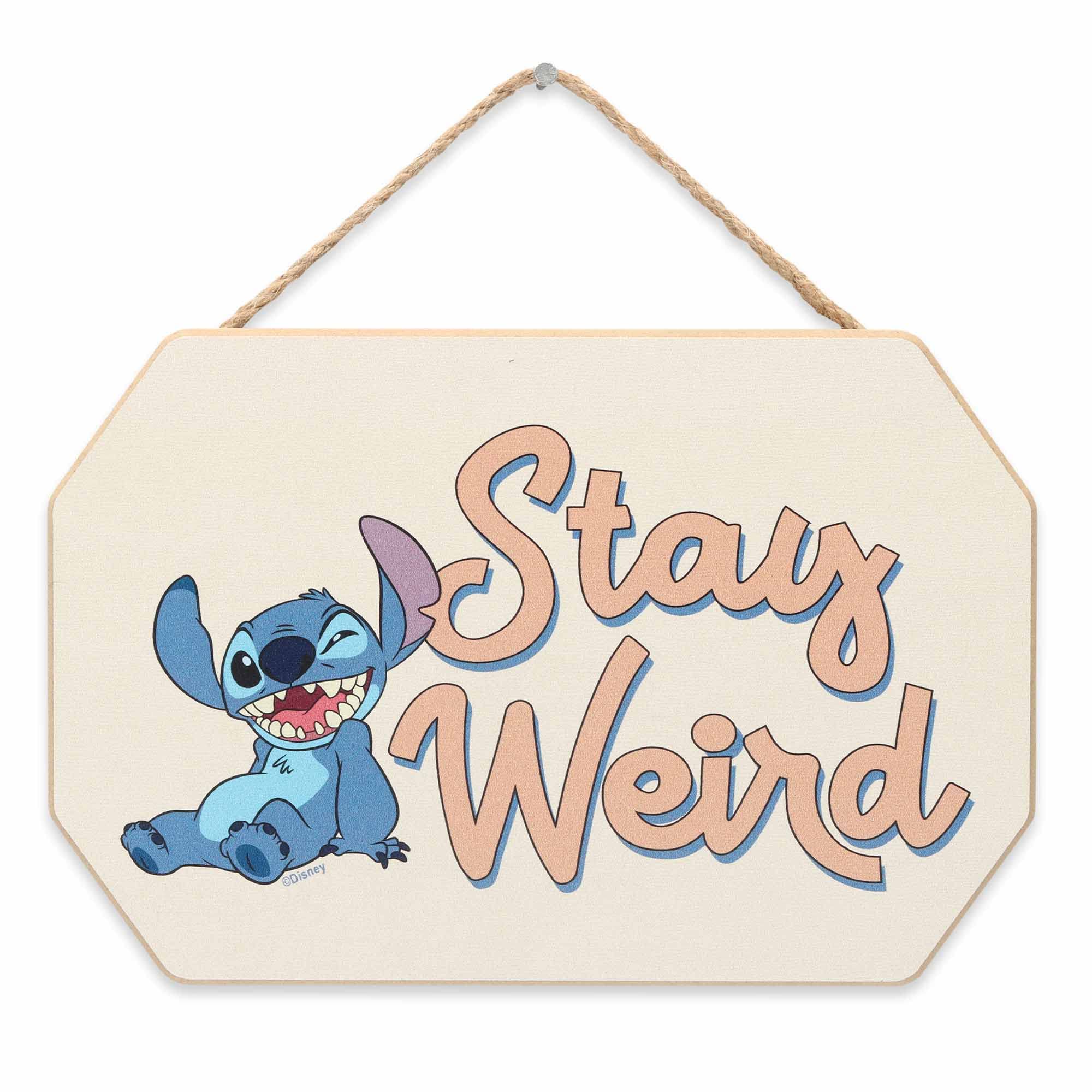 Disney Lilo and Stitch Stay Weird Hanging Wood Wall Decor - Cute Stitch Sign for Kids  Bedroom or Play Room