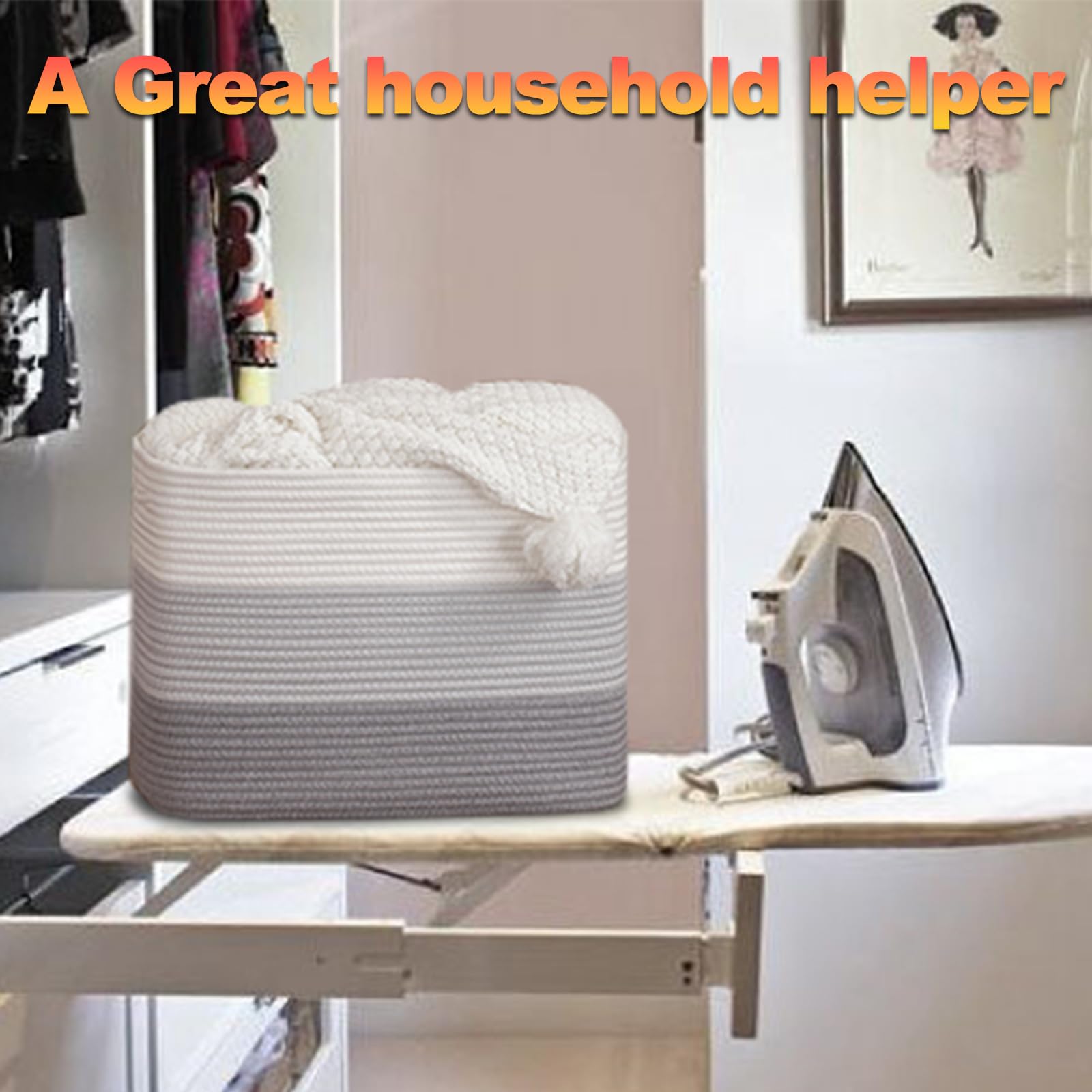 Storage Baskets For Organizing, 2 Pack Woven Basket For Storage, Rectangle Baskets For Shelves Closet Organizers, Toy Basket For