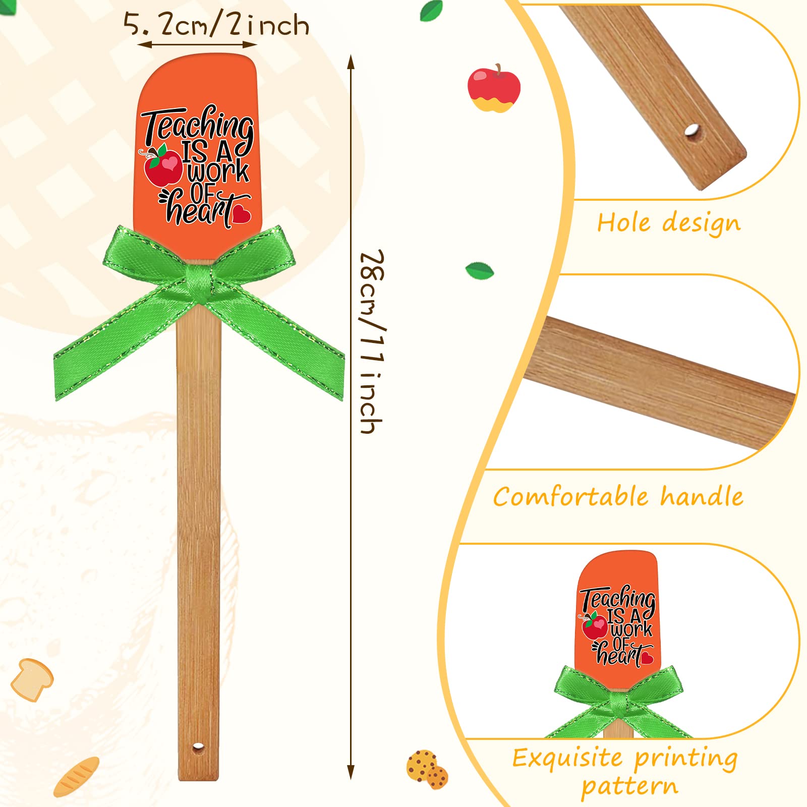 6 Sets Silicone Spatula Teacher Appreciation Gifts Funny Baking Tool With Colorful Ribbon Bows Teacher Appreciation Week Crafts