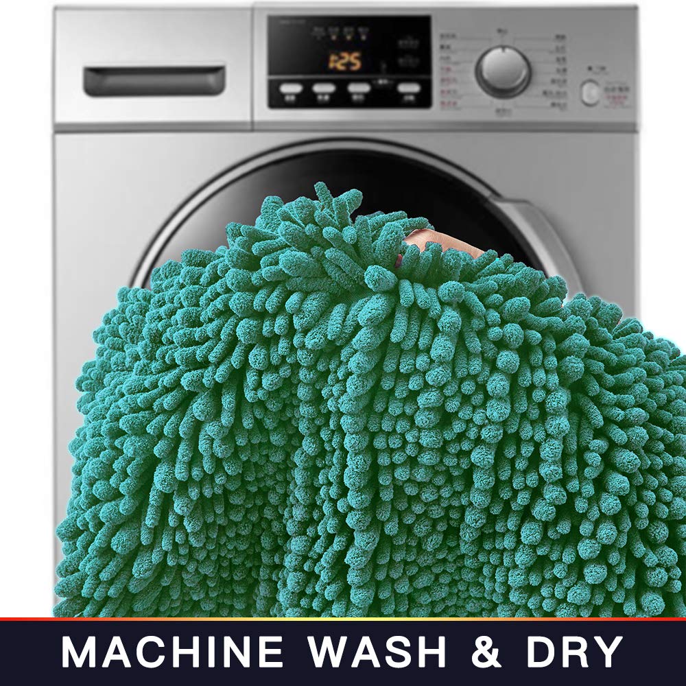 Walensee Bathroom Rug Non Slip Bath Mat (36X24 Inch Turquoise) Water Absorbent Super Soft Shaggy Chenille Machine Washable Dry E