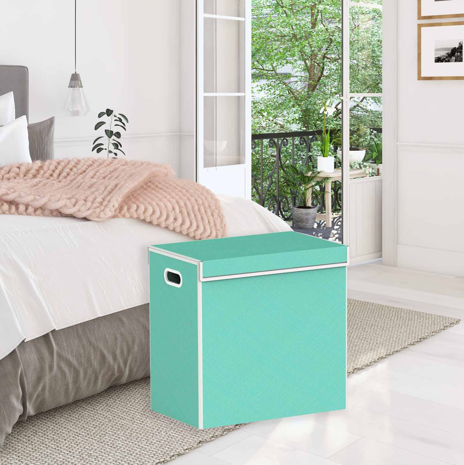 Simple Houseware Double Laundry Hamper With Lid And Removable Bags, Turquoise