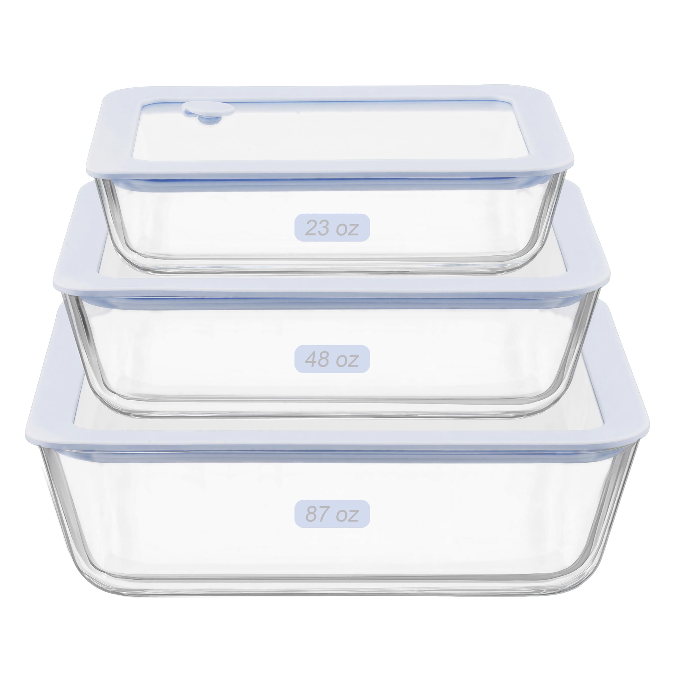 Urban Green Glass Storage Containers With Lids (Light Blue-3R)