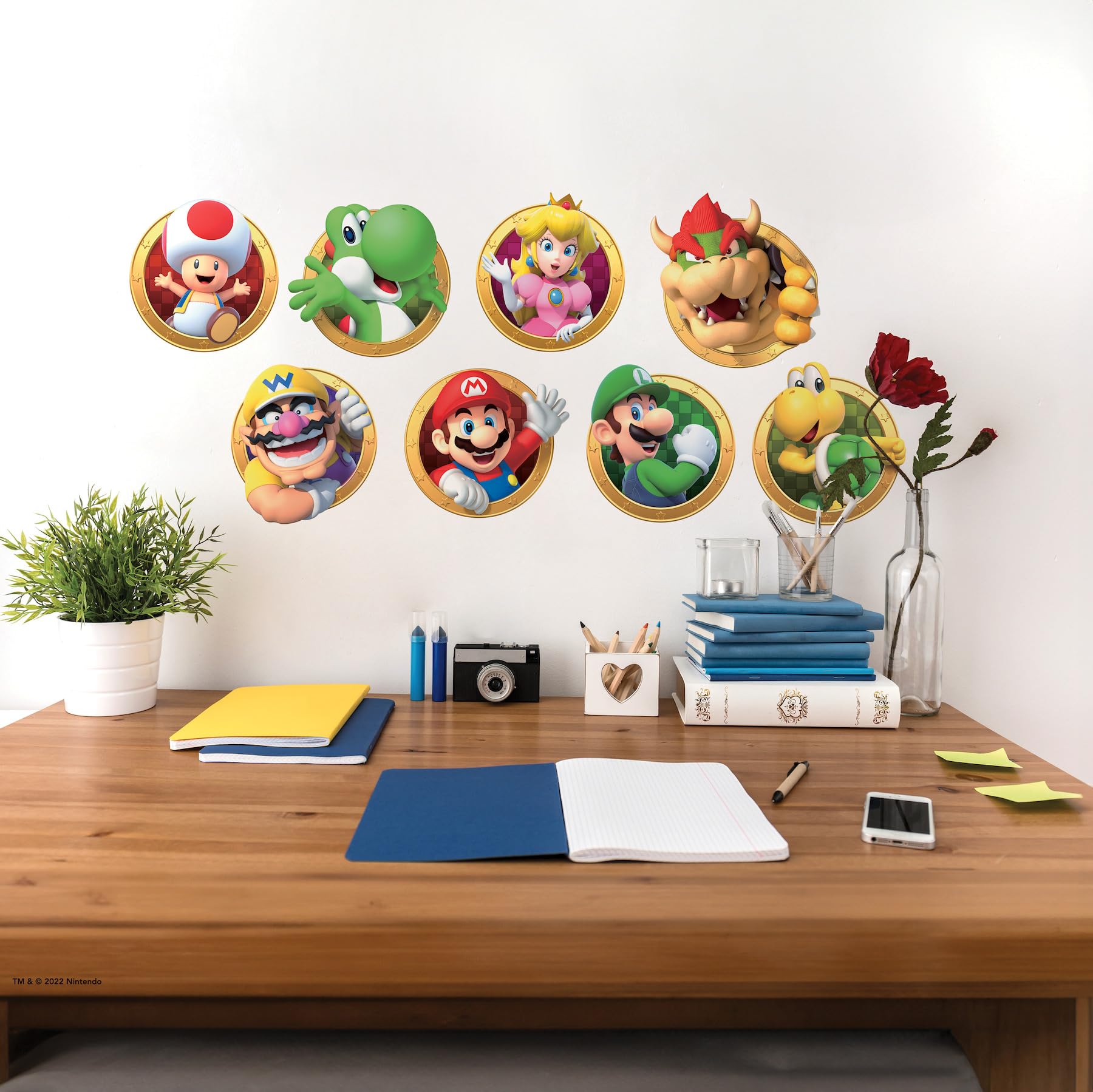Roommates Rmk5224Scs Super Mario Character Peel And Stick Wall Decals, Yellow, Green, Red