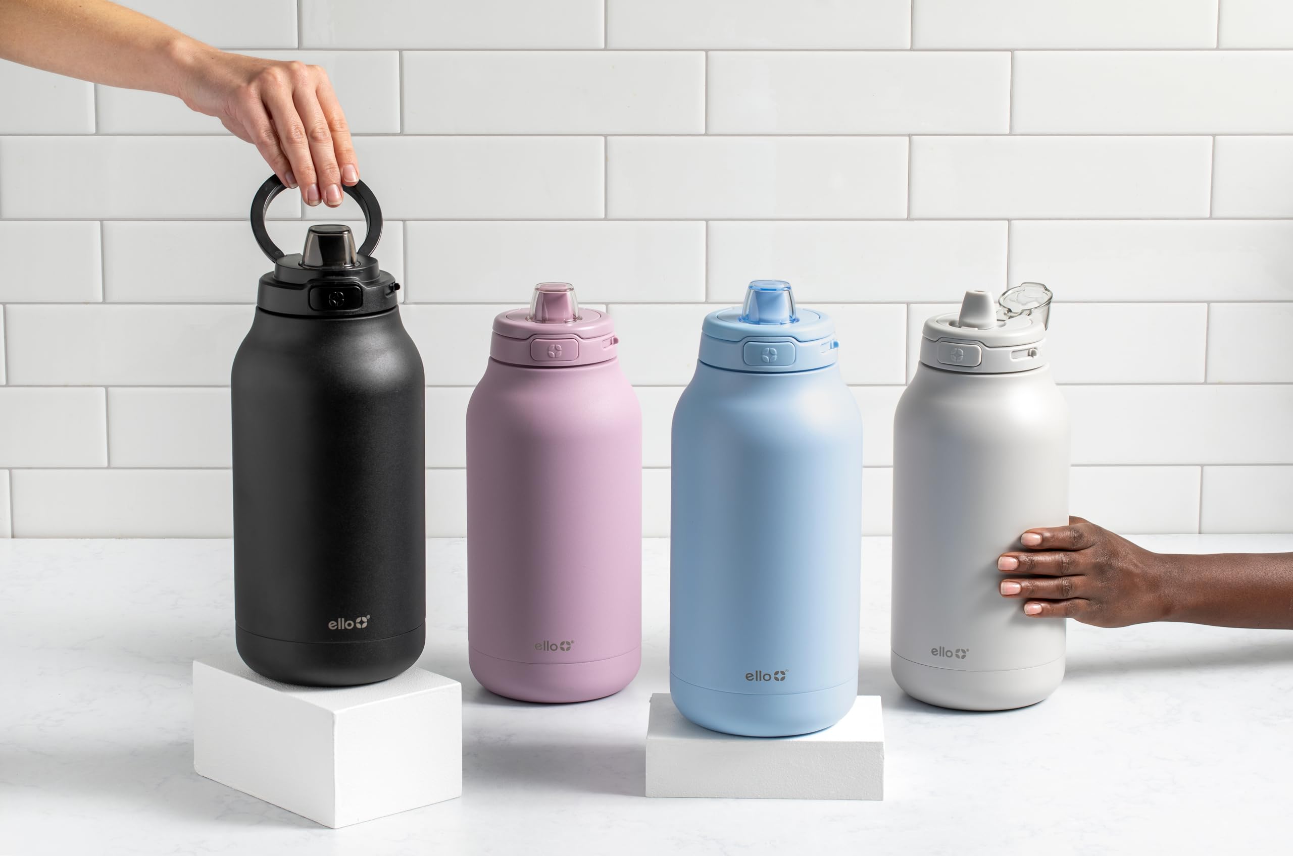 Ello Hydra 64Oz Half Gallon Vacuum Insulated Stainless Steel Jug With Locking, Leak-Proof Lid And Soft Silicone Straw, Metal Reu