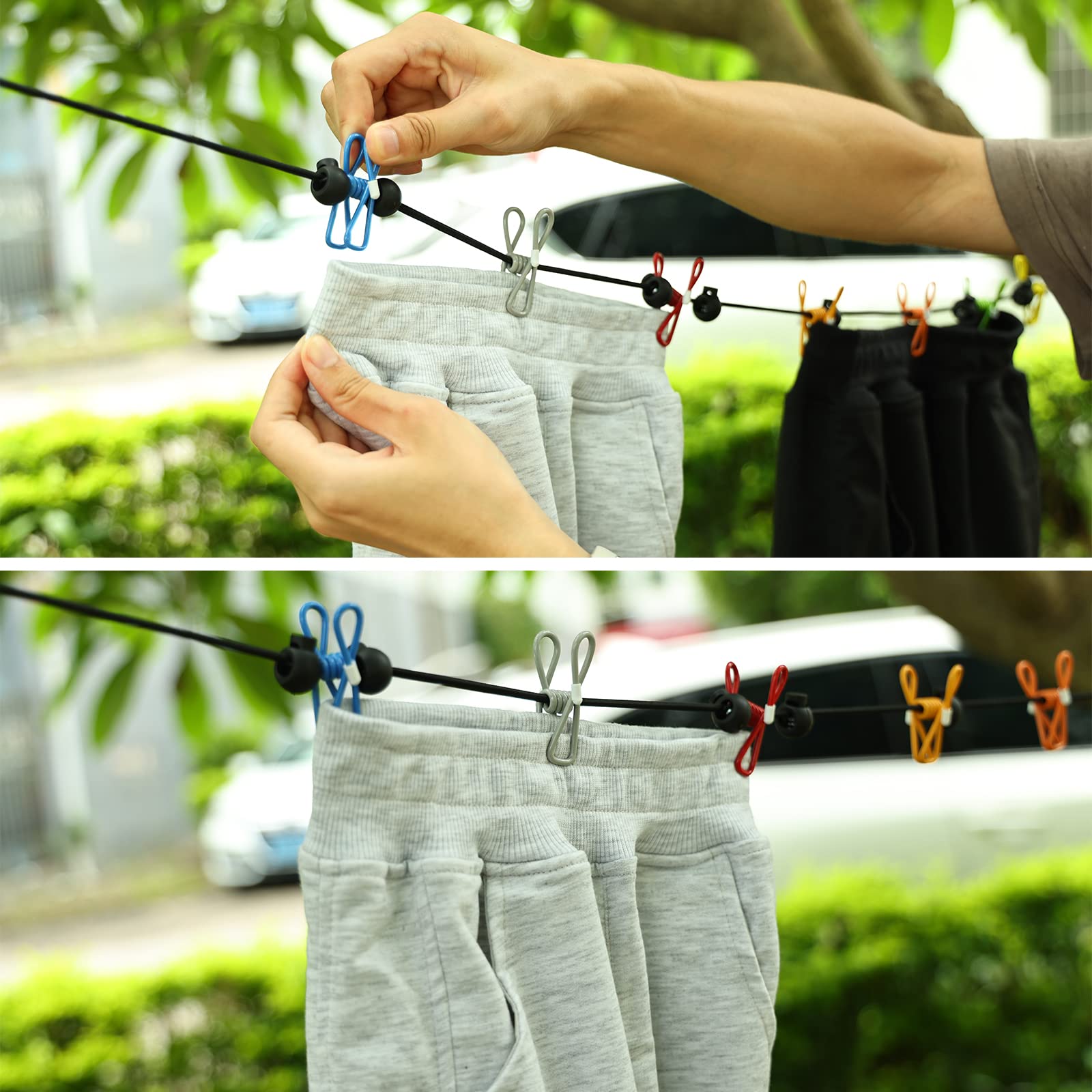 Retractable Portable Clothesline For Travel,Clothing Line With 12 Clothes Clips, For Indoor Laundry Drying Line,Outdoor Camping