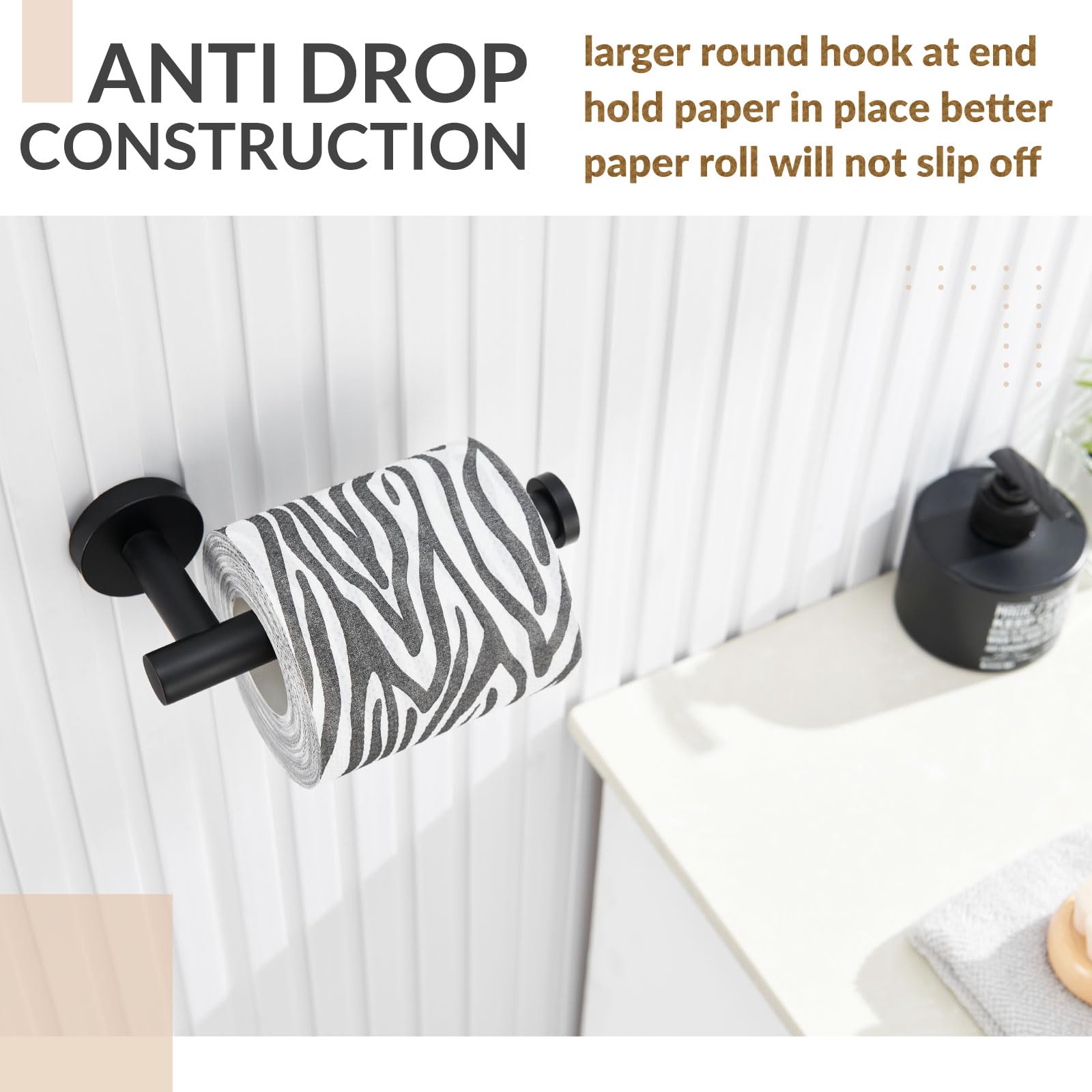 APLusee Matte Black Toilet Paper Holder  Stainless Steel Tissue Roll Hanger  Round TP Dispenser Wall Mount for Bathroom  Kitchen  Washroom