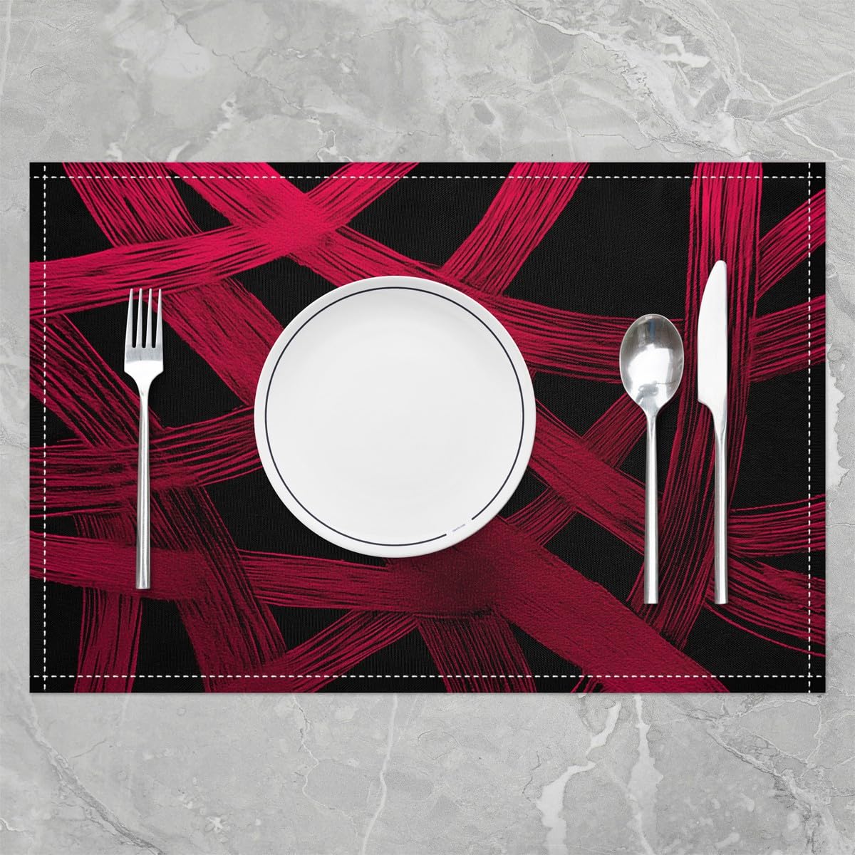 jejeloiu Pink Olive Black Placemats Set of 4 18x12 Kids Abstract Geometric Table Mats Teens Lines Place Mat for Kitchen Dining T