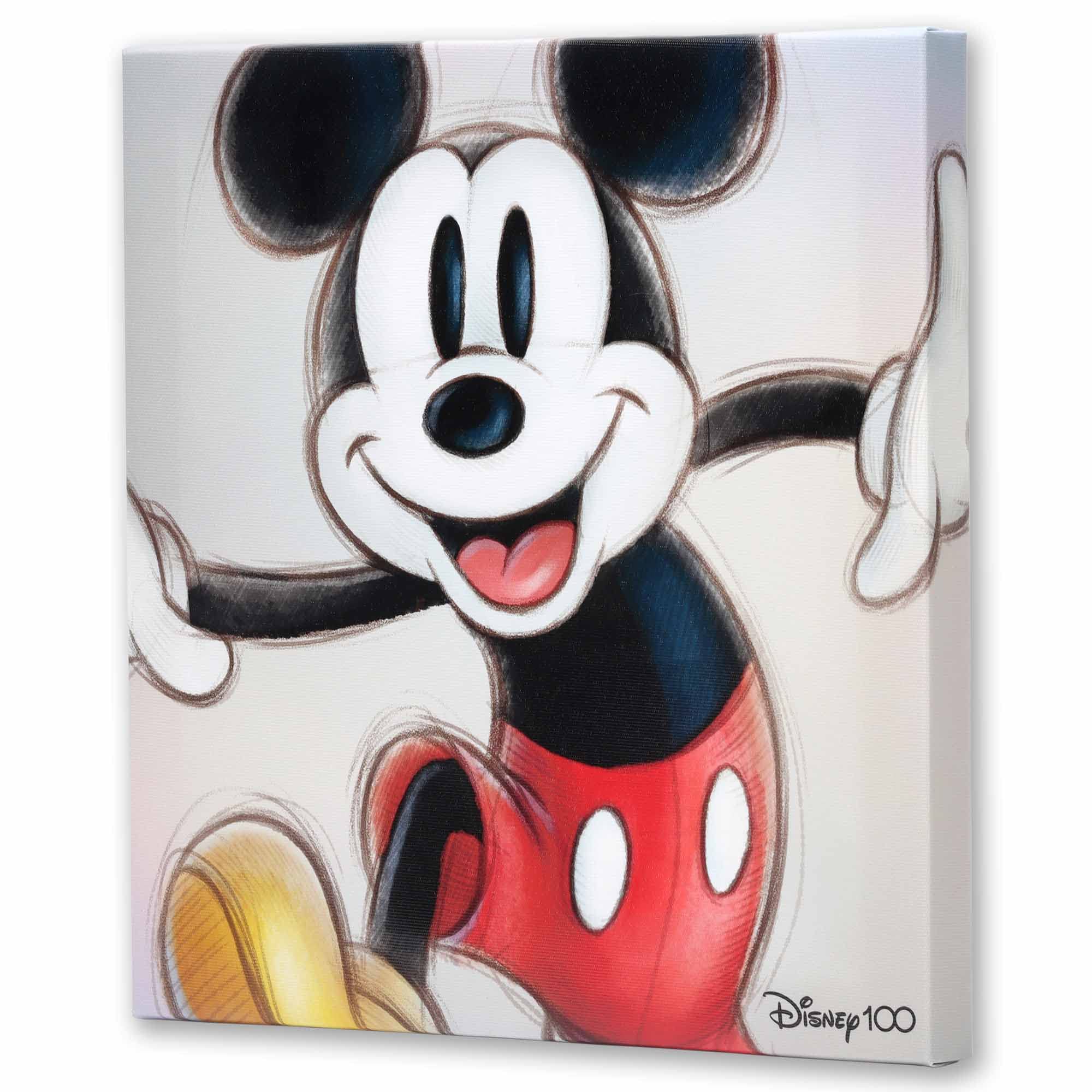 Open Road Brands Disney Mickey Mouse Sketch Gallery Wrapped Canvas Wall Decor - Classic Mickey Mouse Wall Art For Home