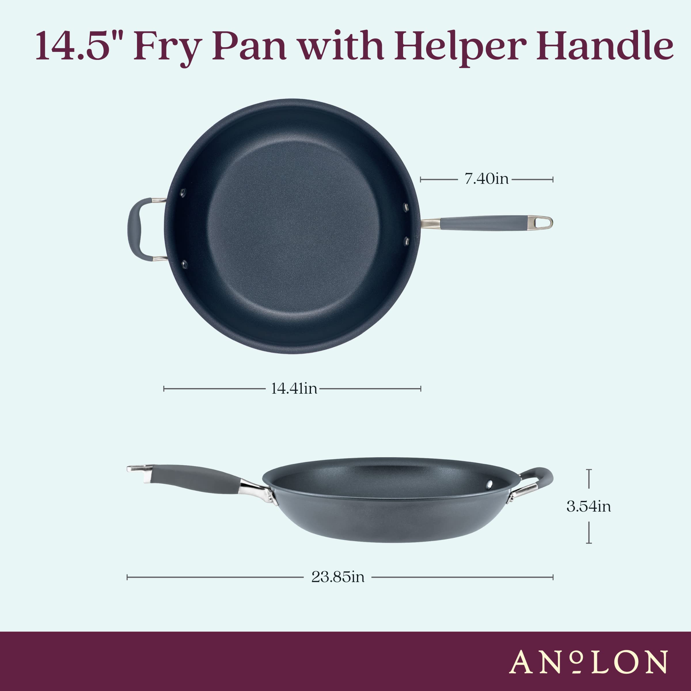 Anolon Advanced Home Hard Anodized Nonstick Frying Pan/Skillet With Helper Handle, 14.5 Inch, Moonstone