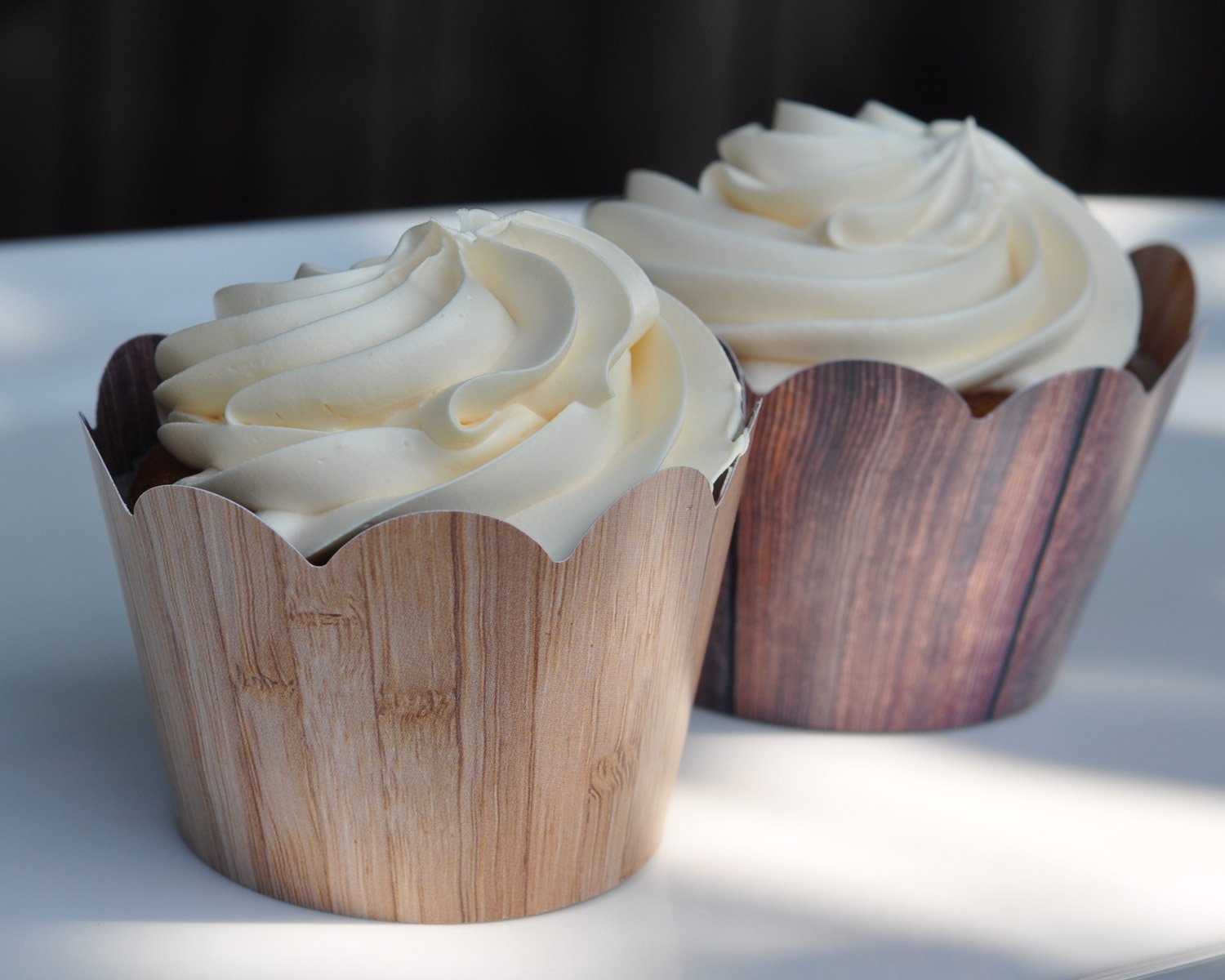 Woodgrain Cupcake Wrappers For Rustic Weddings, Western Cowboy/Cowgirl Birthday Parties, Lumberjack, Woodland, Outdoors Baby Or