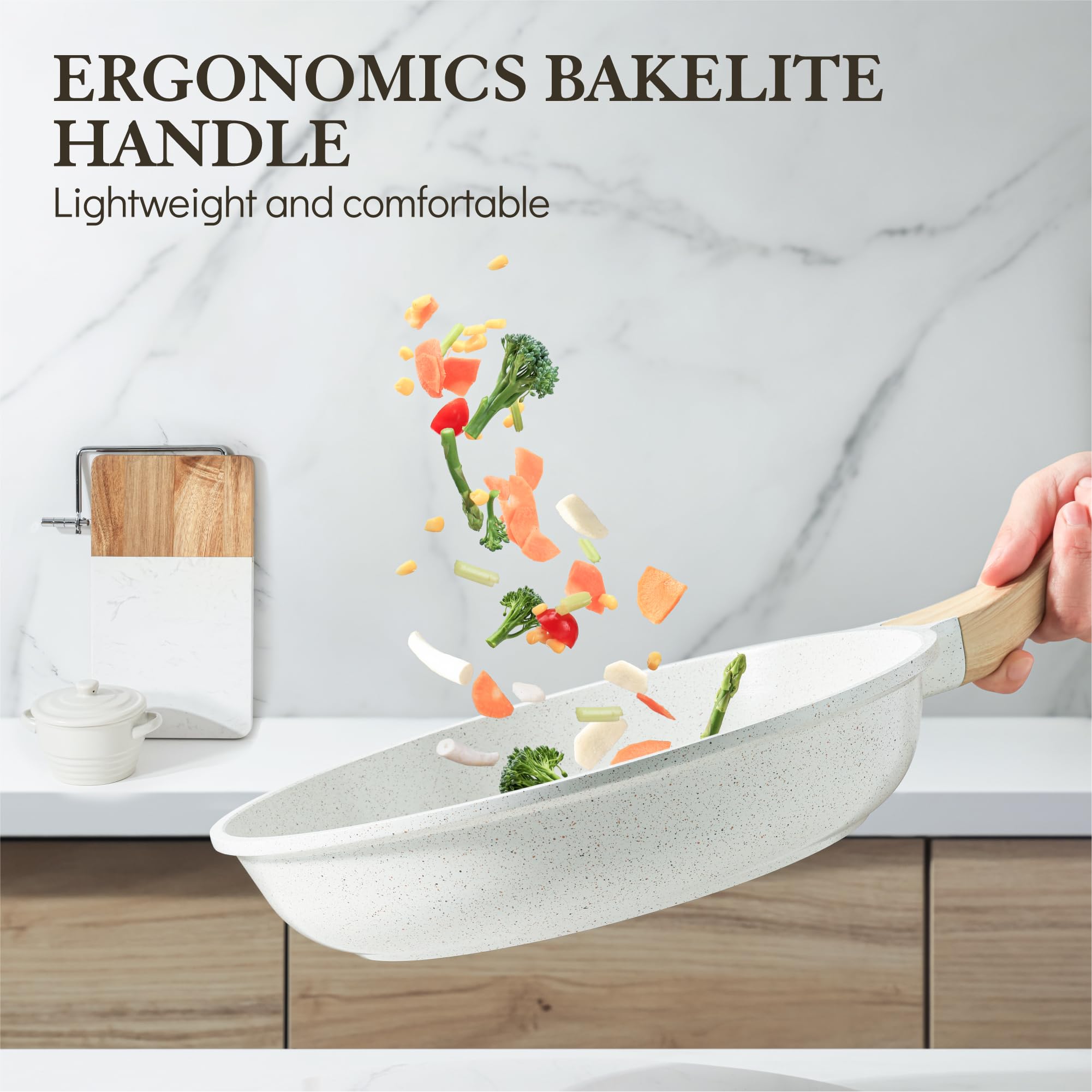 Sensarte Nonstick Ceramic Frying Pan Skillet, 8-Inch Omelet Pan, Healthy Non Toxic Chef Pan, Induction Compatible Egg Pan With H