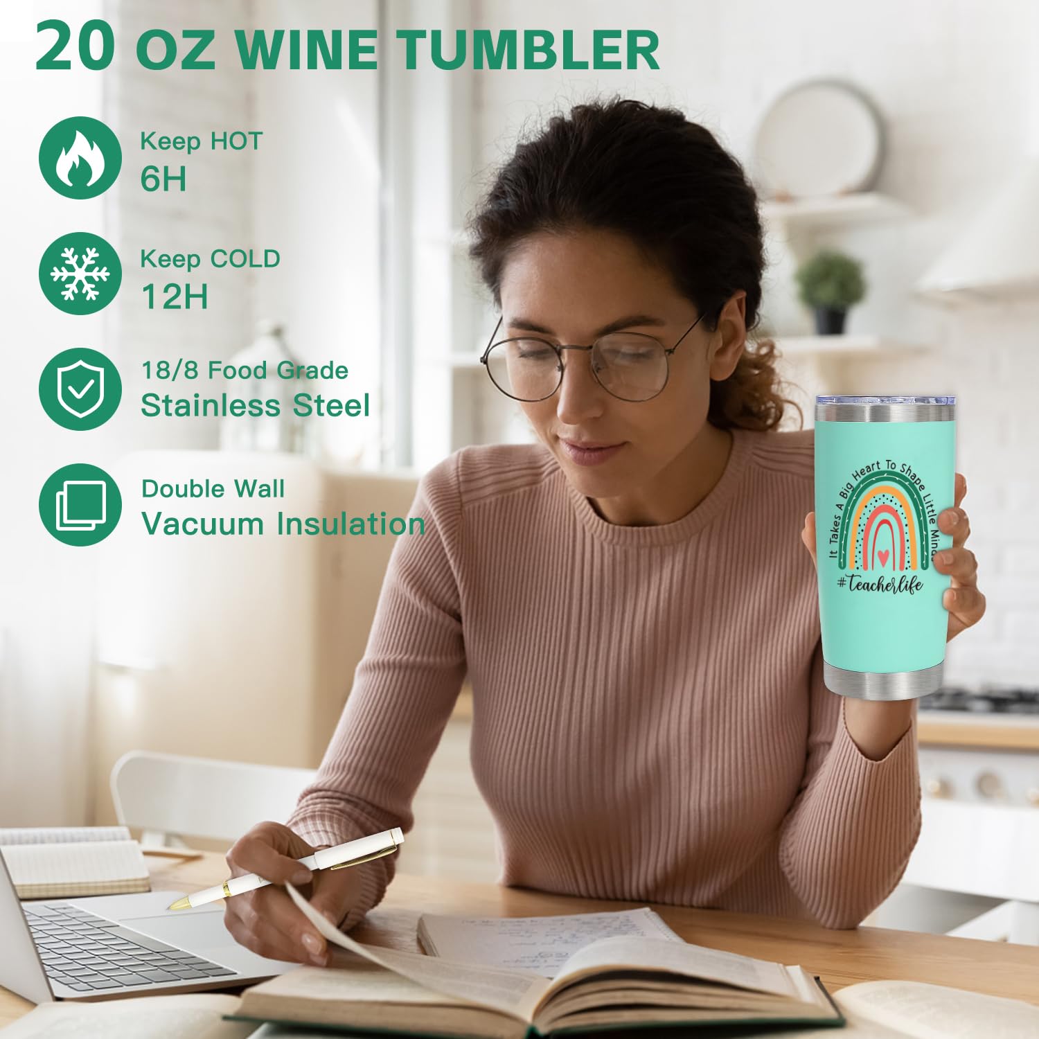 Uarehiby Teacher Appreciation Gifts For Women,Teacher Gifts,20 Oz Teacher Tumbler For Teacher Birthday,Back To School Gift,Thank