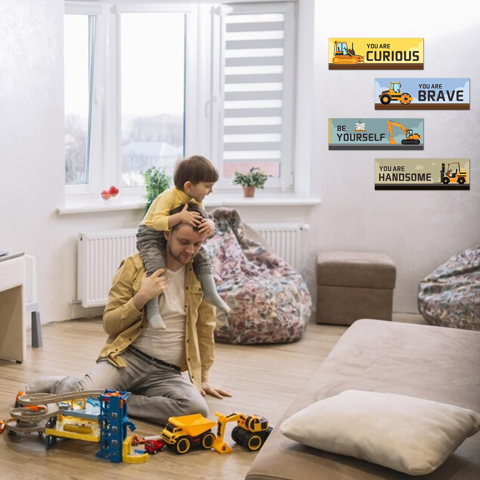 Fun-Plus Little Man Cave Sign,Boys Room Decor Soccer Basketball Baseball Football Wall Art,Door Hanging Plaque for Baby Nursery