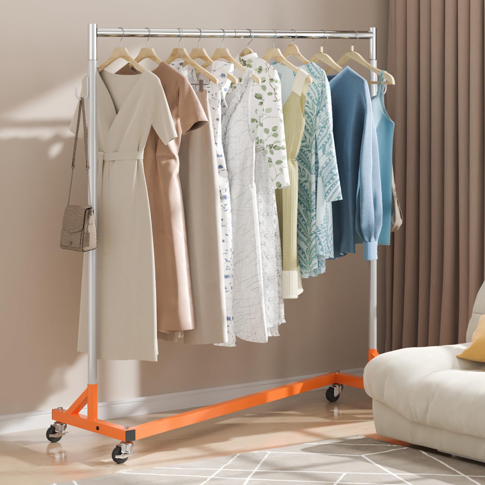 Vevor Z Rack, 300 Lbs Industrial Grade Z Base Garment Rack, 24'' X 63'' X 71'' Height Adjustable Clothes Rack, Sturdy Steel Heav