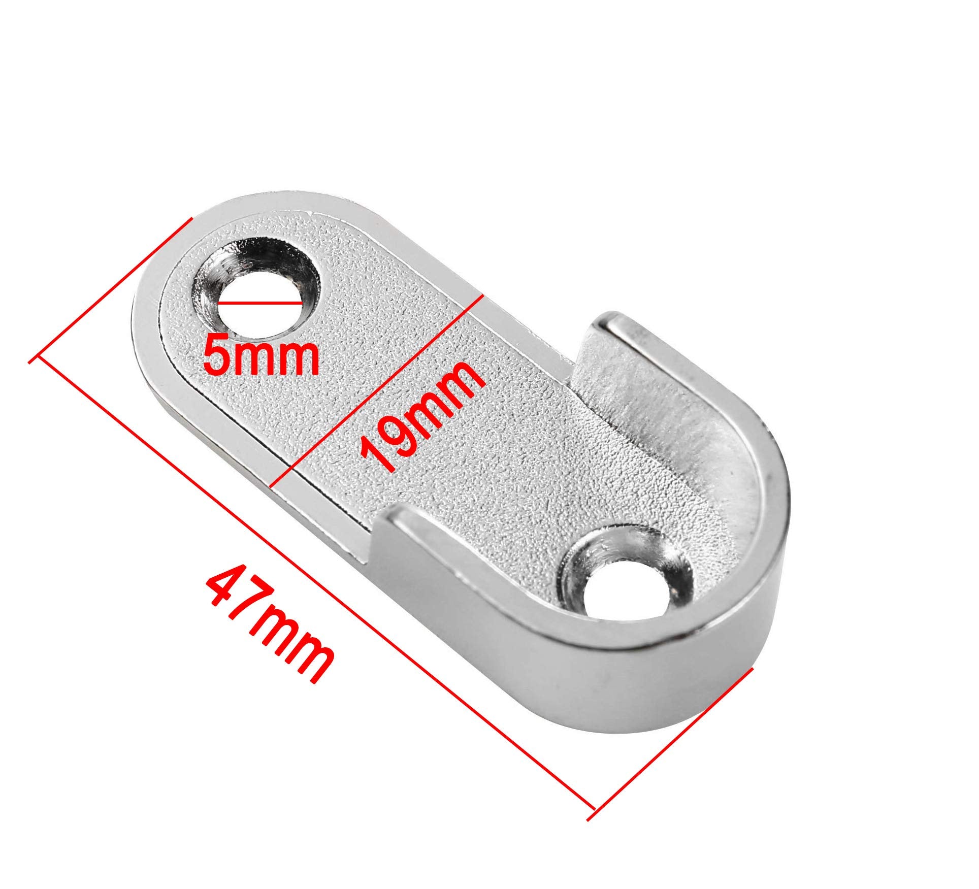 Mcredy 2 Pair Zinc Alloy Oval Hanging Rail Rod Holder End Bracket Support For Wardrobe Closet Silver 0.63'' Inner Size