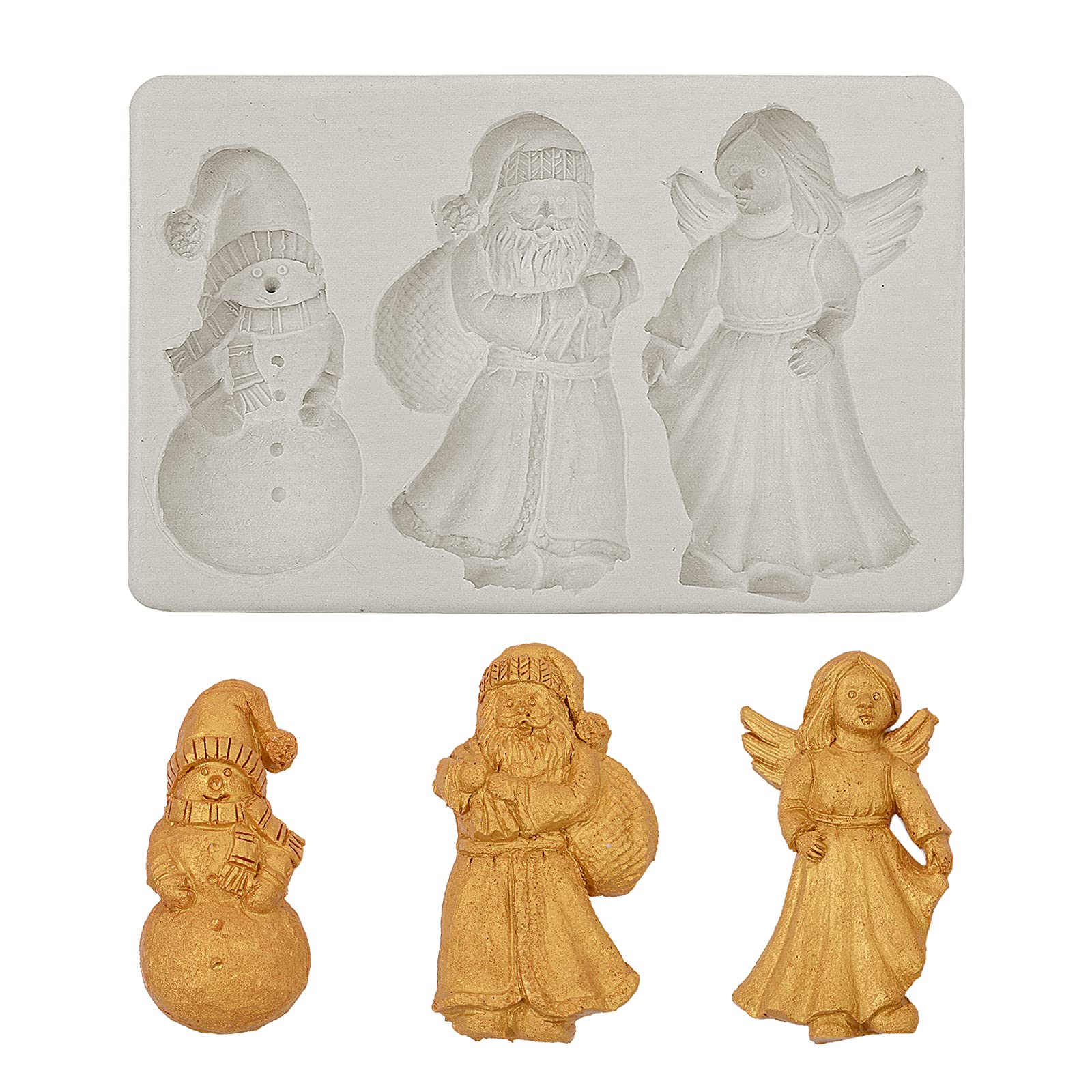 Santa Claus Fondant Molds, Christmas Snowan Our Lady Feather Candy Chocolate Cake Decoration Silicone Molds, Angel Sugar Craft C