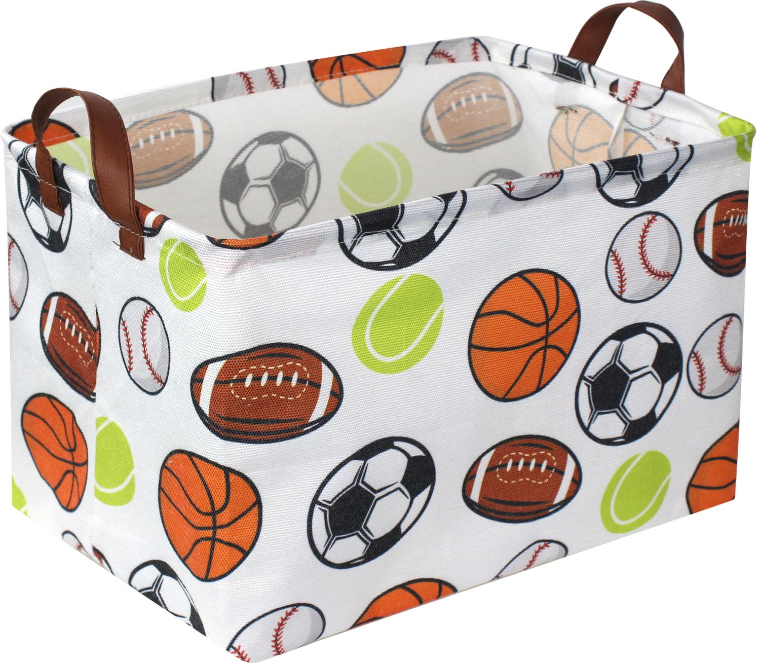 Sanjiaofen Rectangular Basketball Baskets,Football Basket Organizer.Baseball Basket with Handles.Basketball Bins,Clothers,Books,
