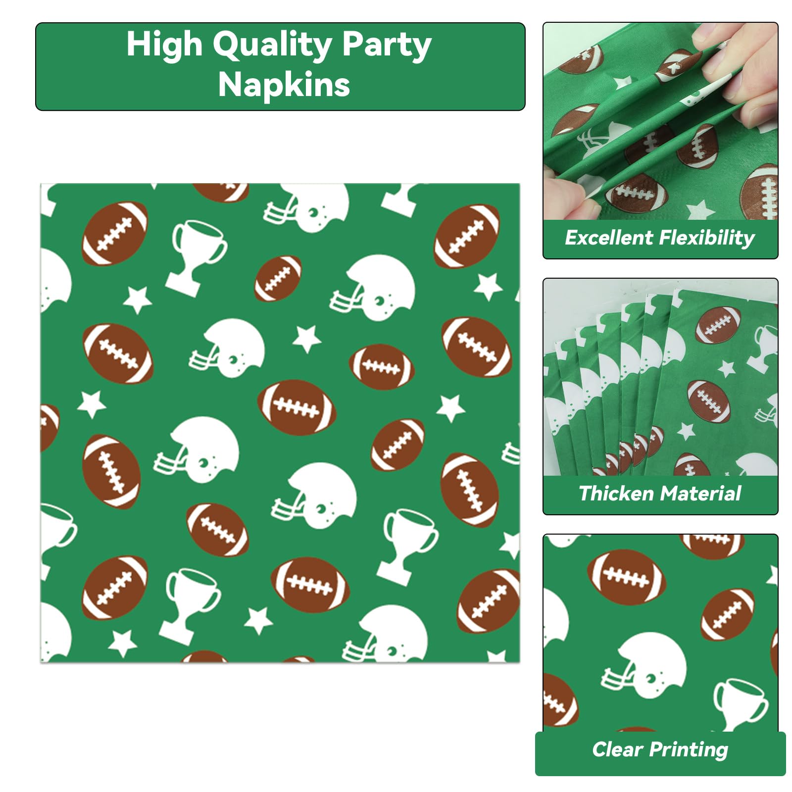 100 Pcs Football Party Plates And Napkins Set Football Birthday Party Decorations Sports Party Supplies Football Tableware Footb