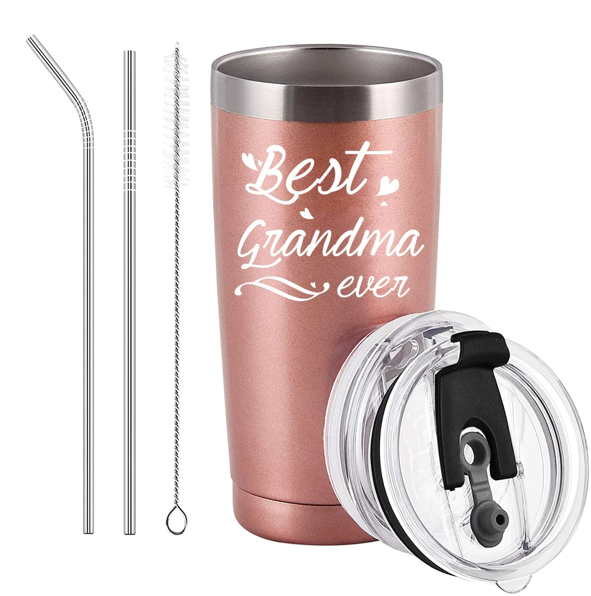 Aletege Best Grandma Ever Tumbler Best Grandma Travel Tumbler With Straw Birthday Mothers Day Gifts For Grandma From Grandkids G