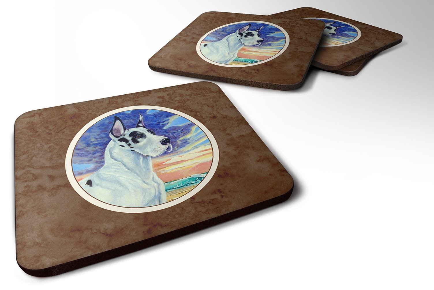 Carolines Treasures Harlequin Great Dane Foam Coasters (Set of 4), 3.5, Multicolor