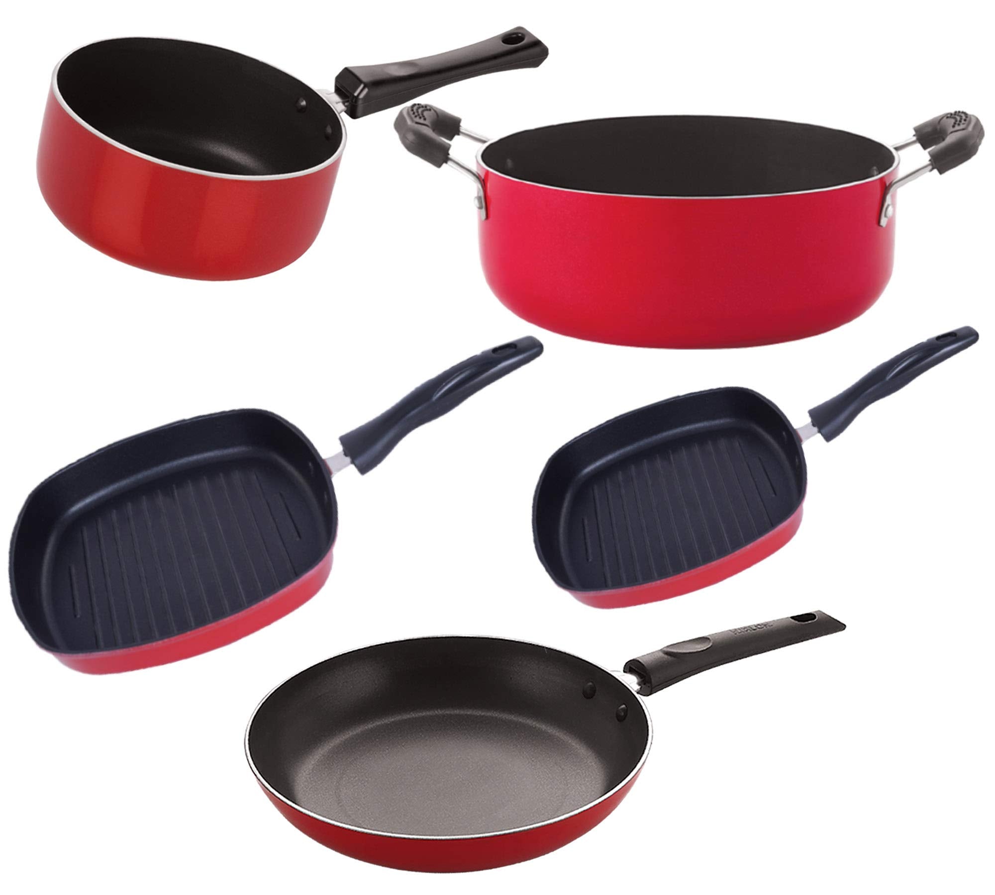 Nirlon Non Stick Aluminium Cookware Set Of5 Pieces (2.6Mm_Sp(M)_Gp(22.5)_Gp(24)_Cass22_Tp24)