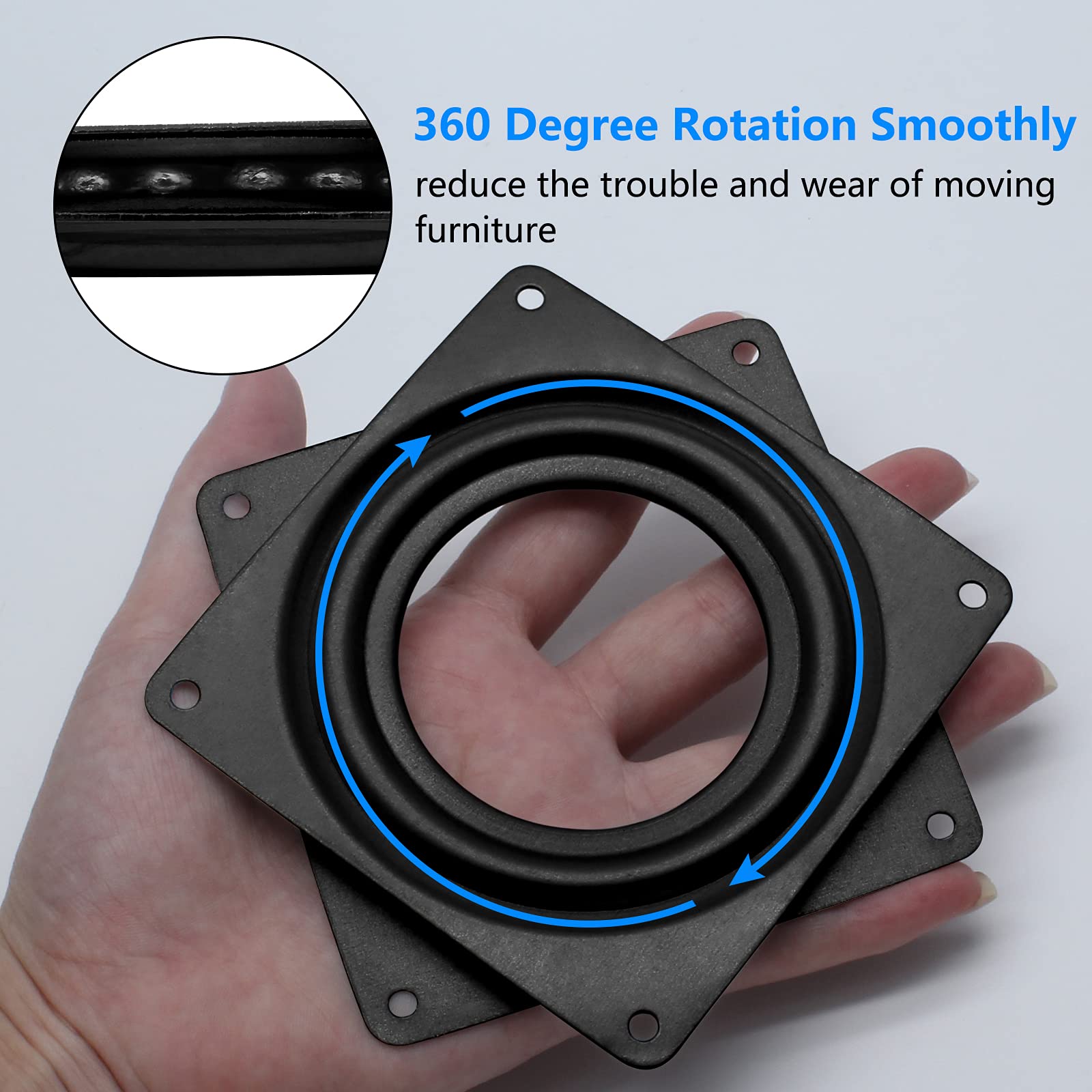4 Pcs 4 Inch Square Rotating Bearing Plate, 300Lbs Capacity Turntable Bearing Swivel Plate For Serving Trays, Kitchen Storage Ra